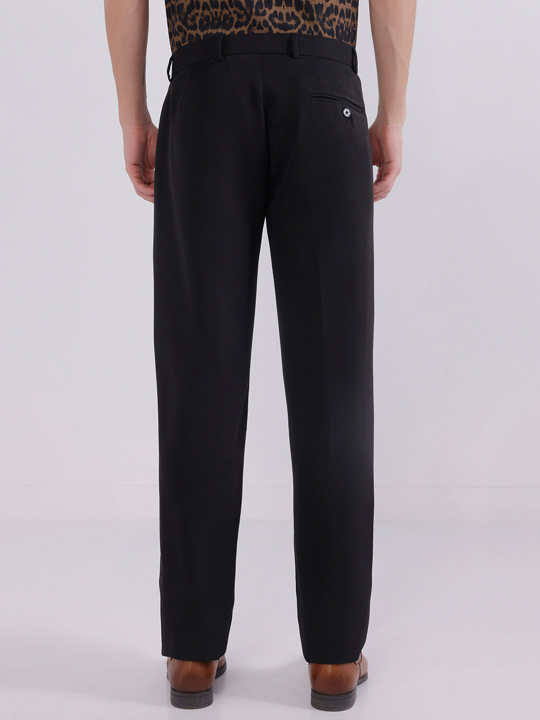 Men Black wide leg trousers