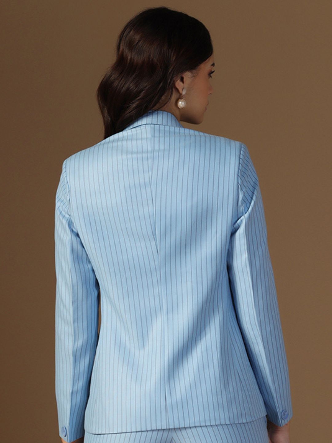 Women Blue Stripes Blazer