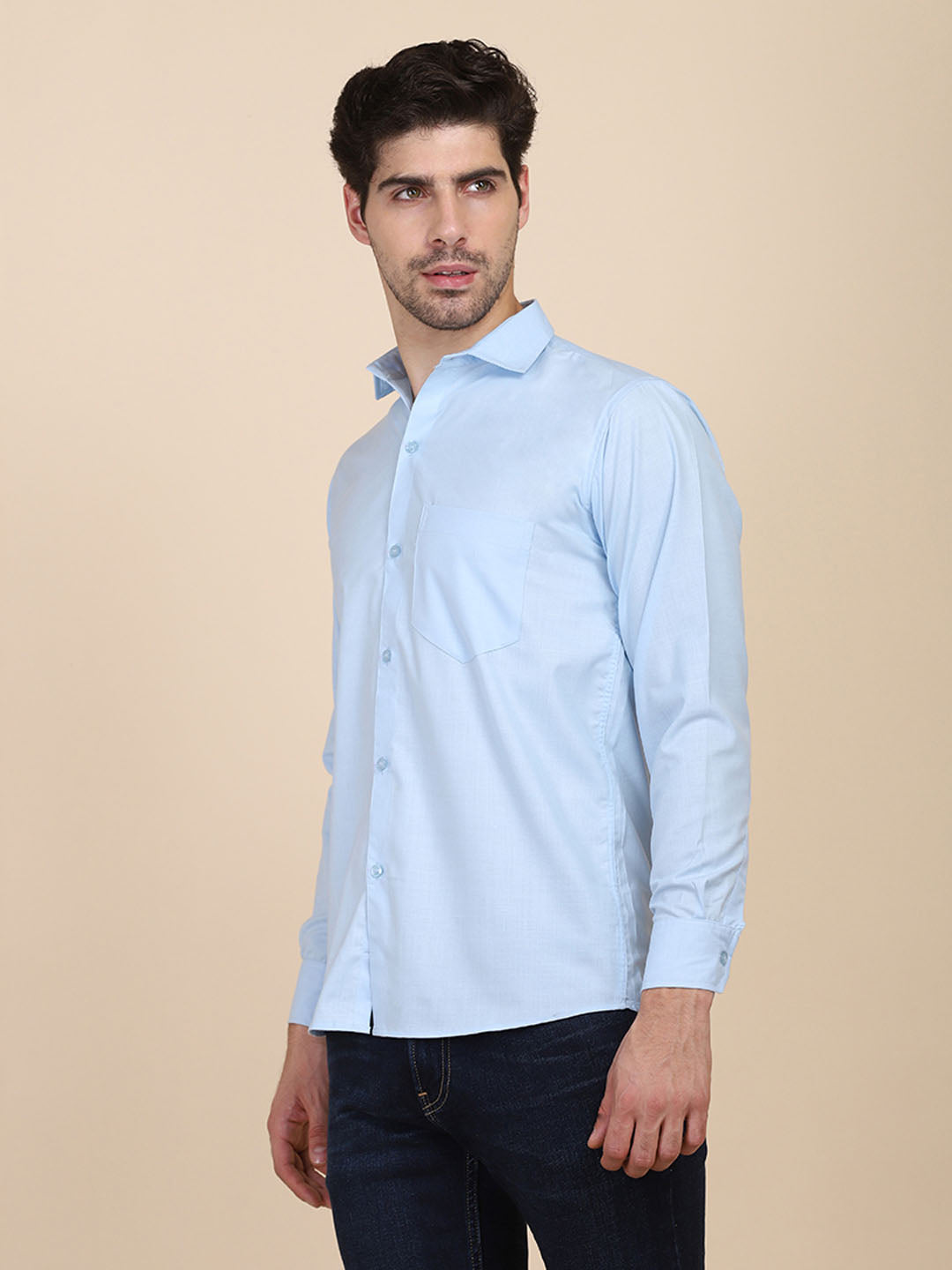 Men Blue Solid Shirt