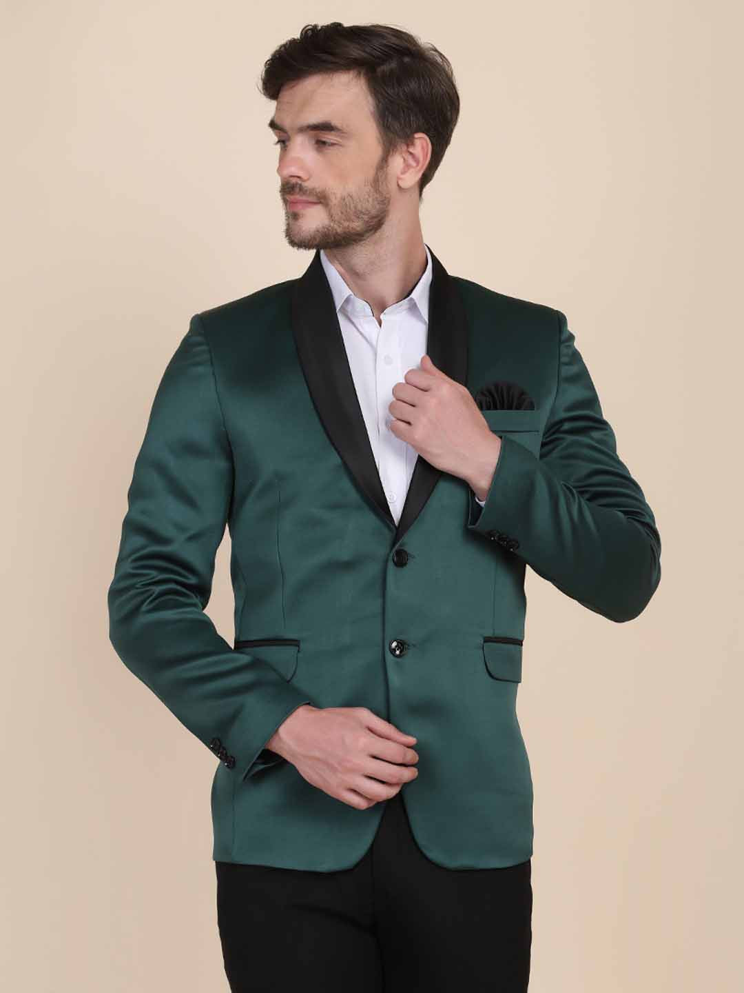 Men Green Tuxedo Suit Set - Tahvo India