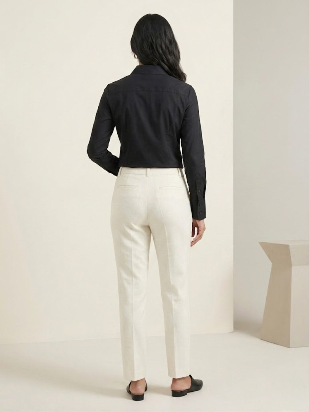 Black Satin Shirt with Long Extended Cuffs