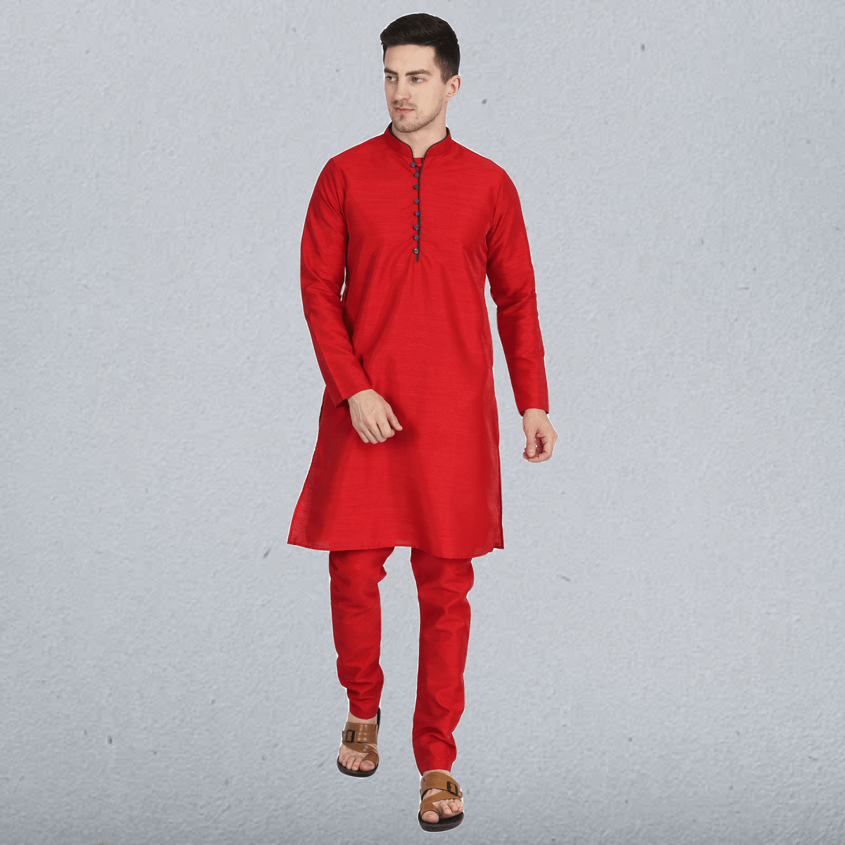 Men Red Kurta Set - Tahvo India