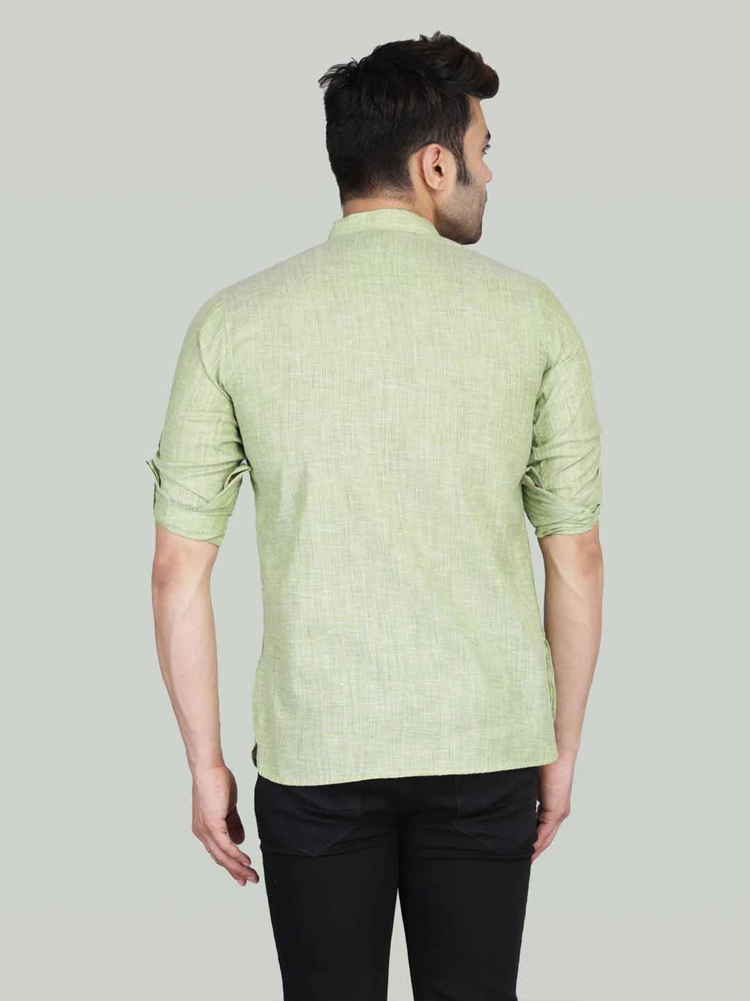 Men Sea Green Short Kurta Shirt - Tahvo India