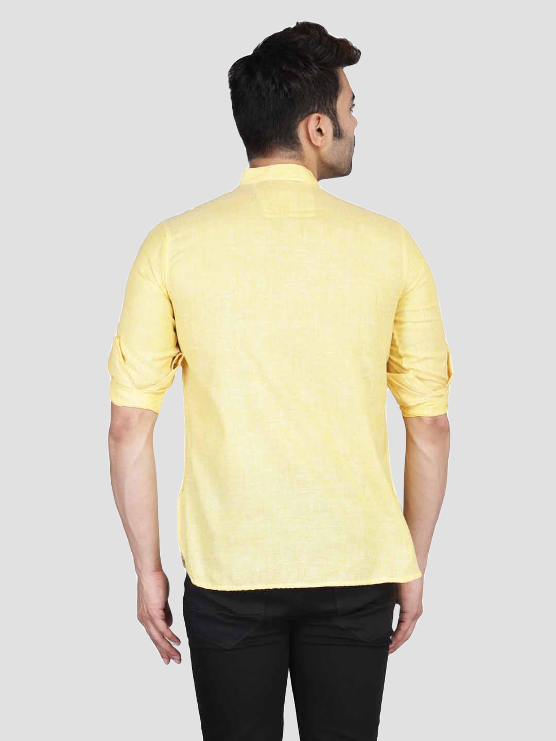 Men Yellow Short Kurta Shirt - Tahvo India