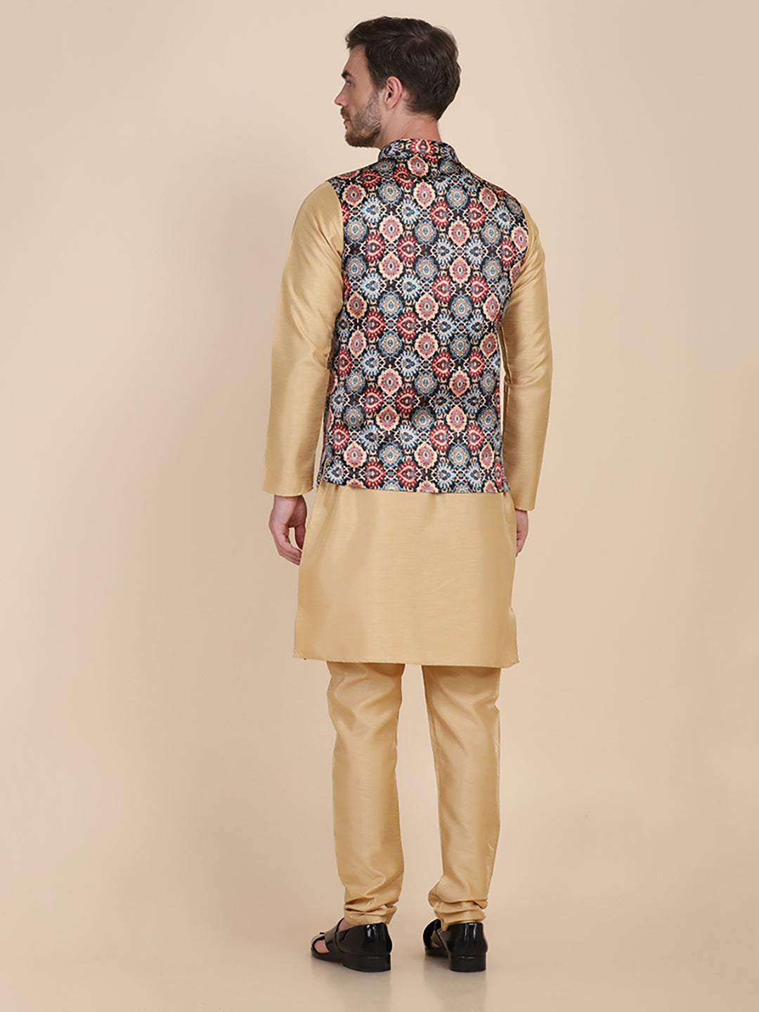 Men Brown Printed Nehru Jacket - Tahvo India