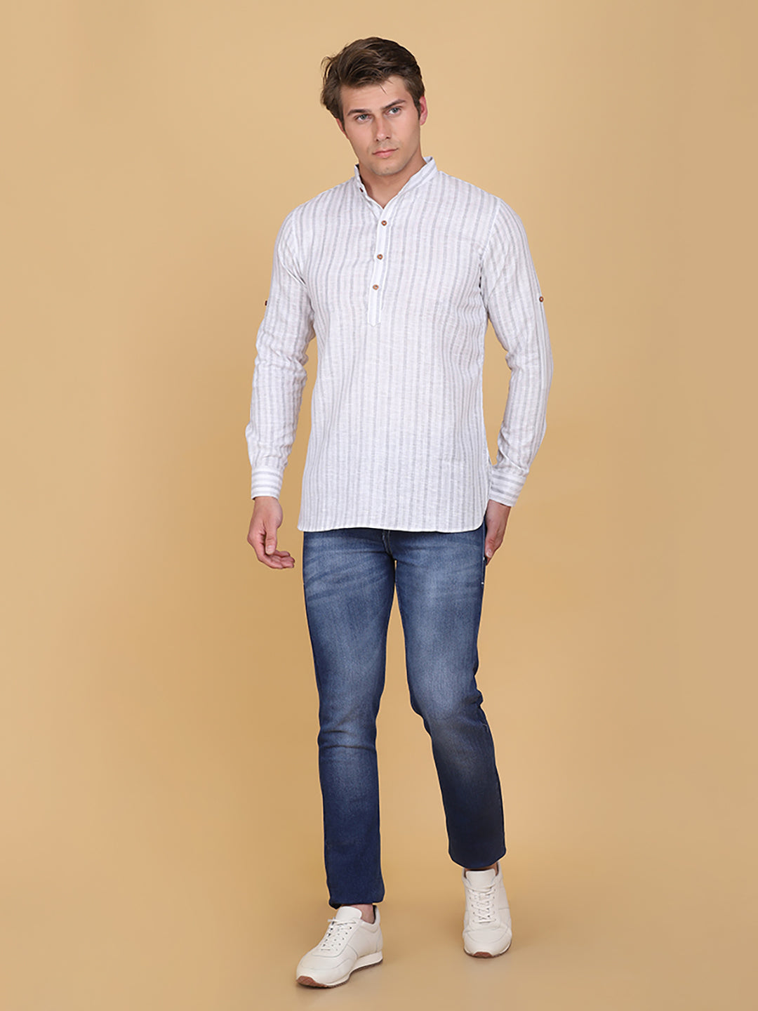 Men Grey Striped Casual Shirt - Tahvo India