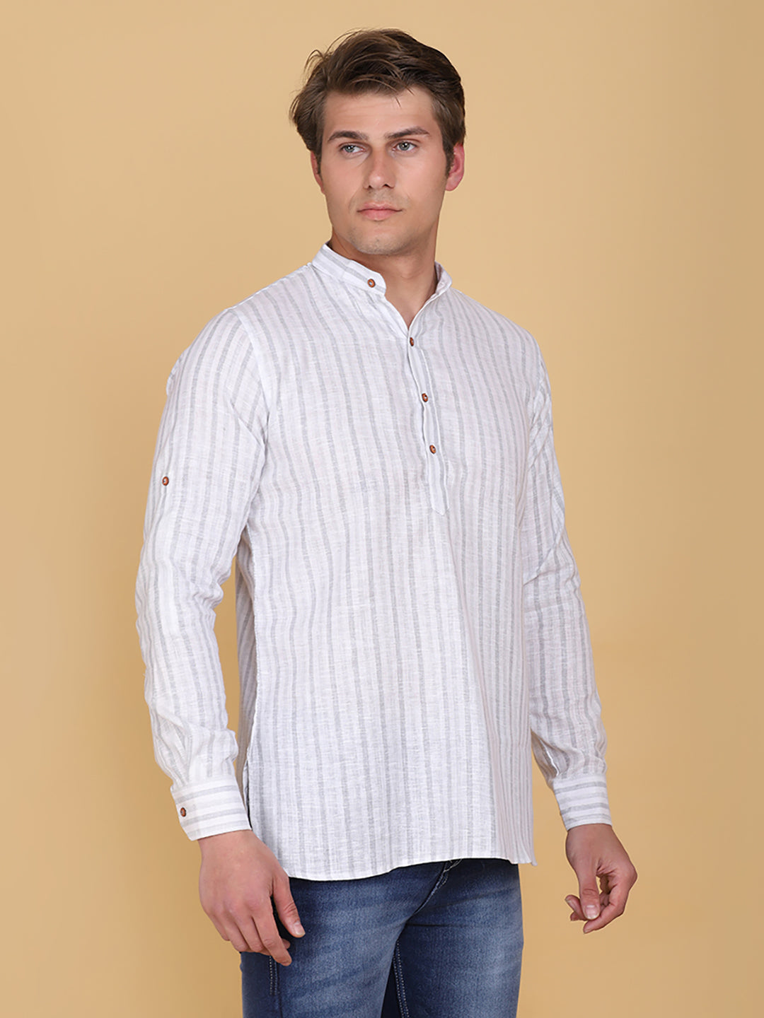 Men Grey Striped Casual Shirt - Tahvo India