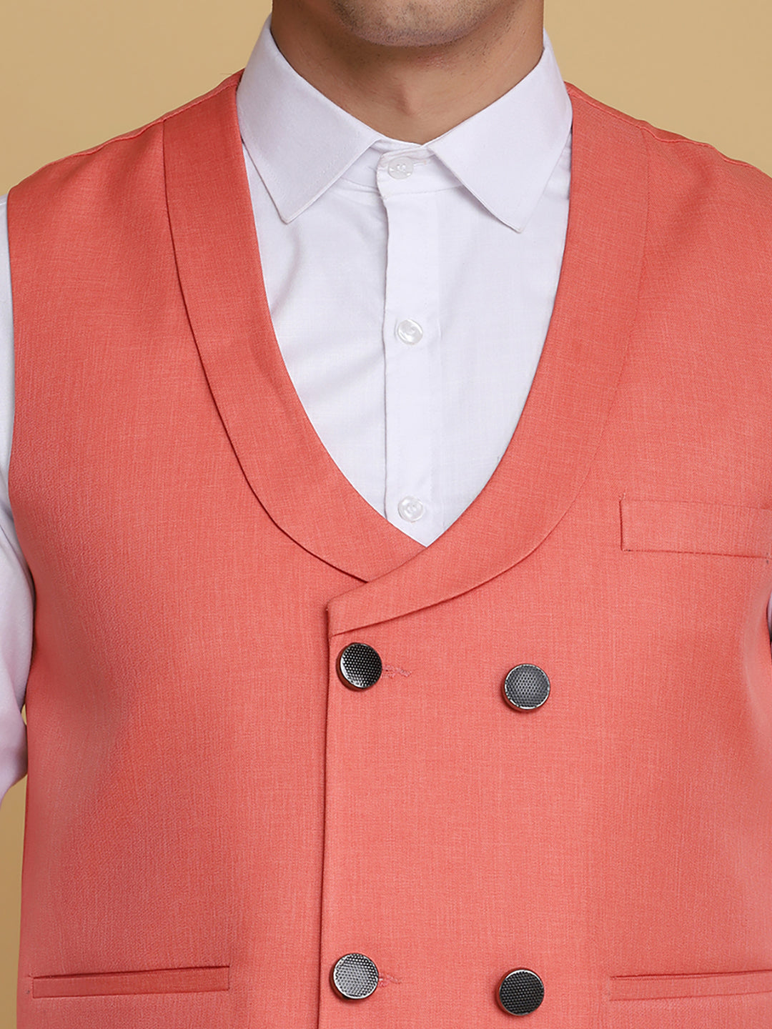 Peach Waist Coat - Tahvo India