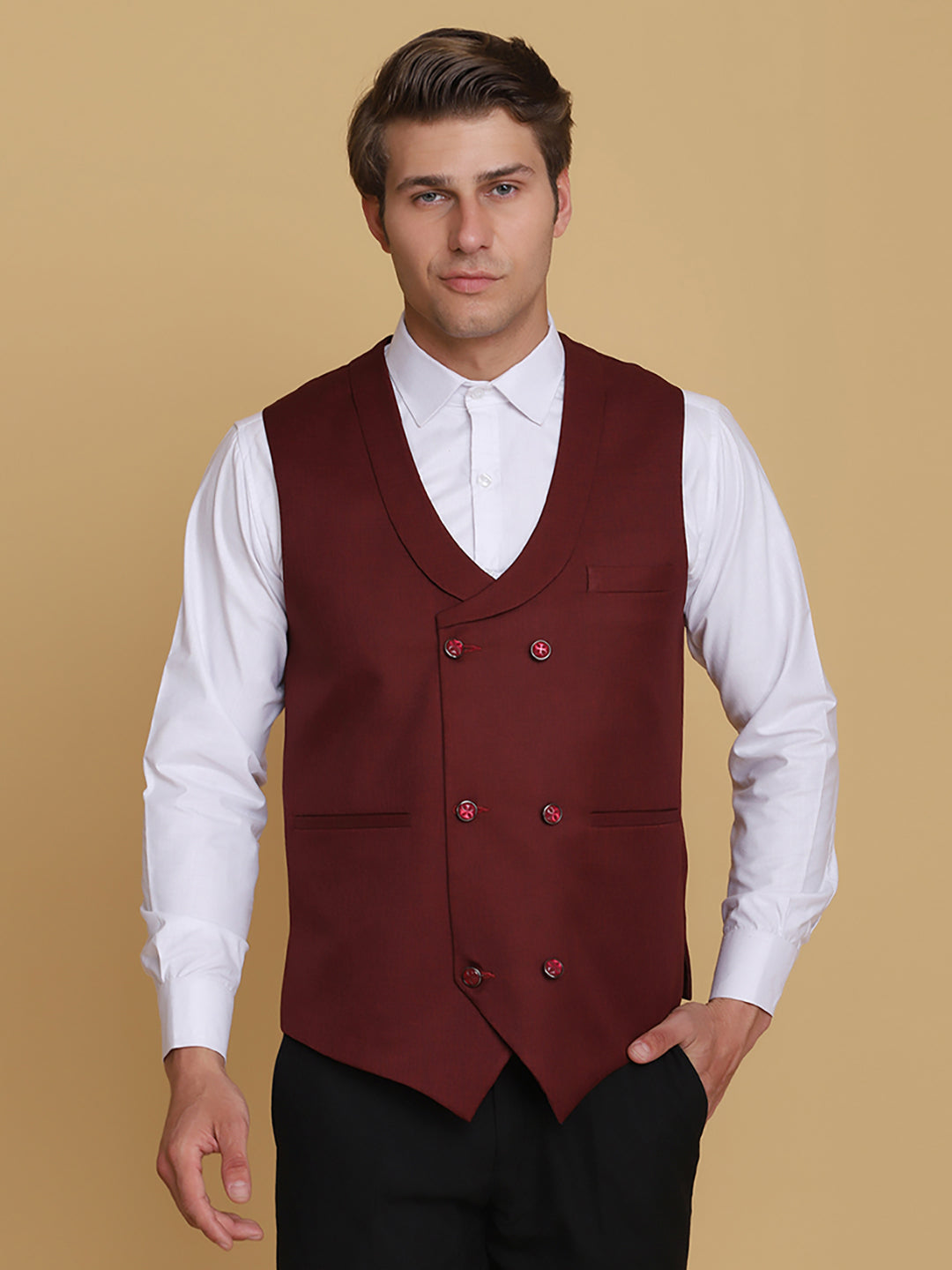 Maroon Waist Coat - Tahvo India