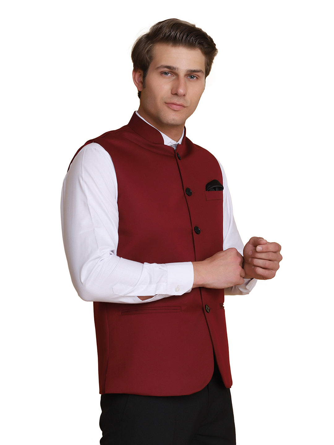 Maroon Nehru Jacket - Tahvo India