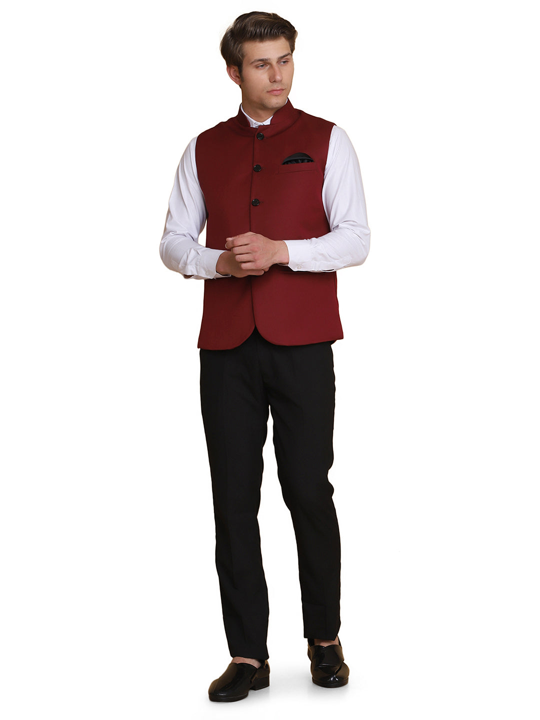 Maroon Nehru Jacket - Tahvo India