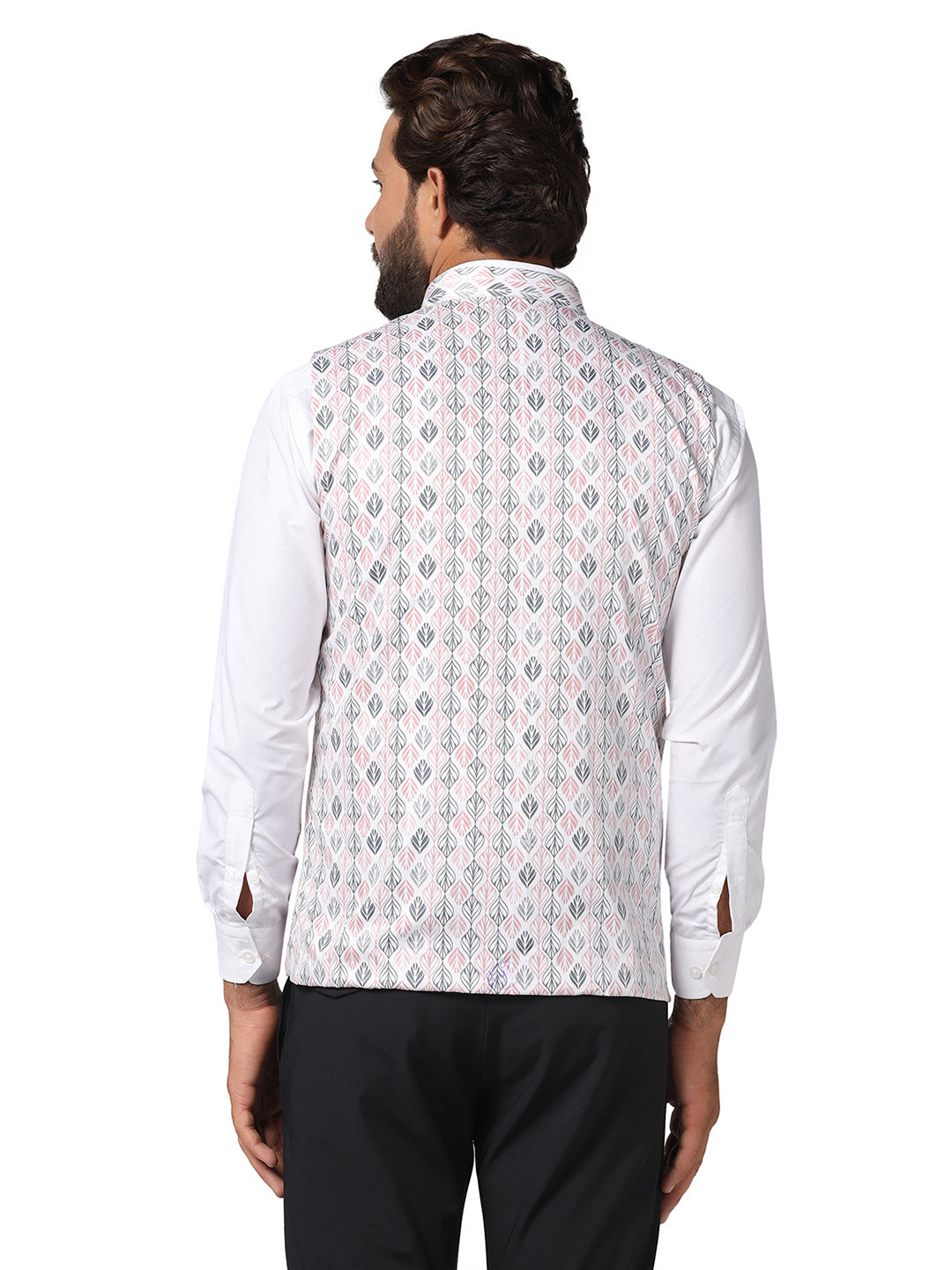 Men Pink Printed Nehru Jacket - Tahvo India