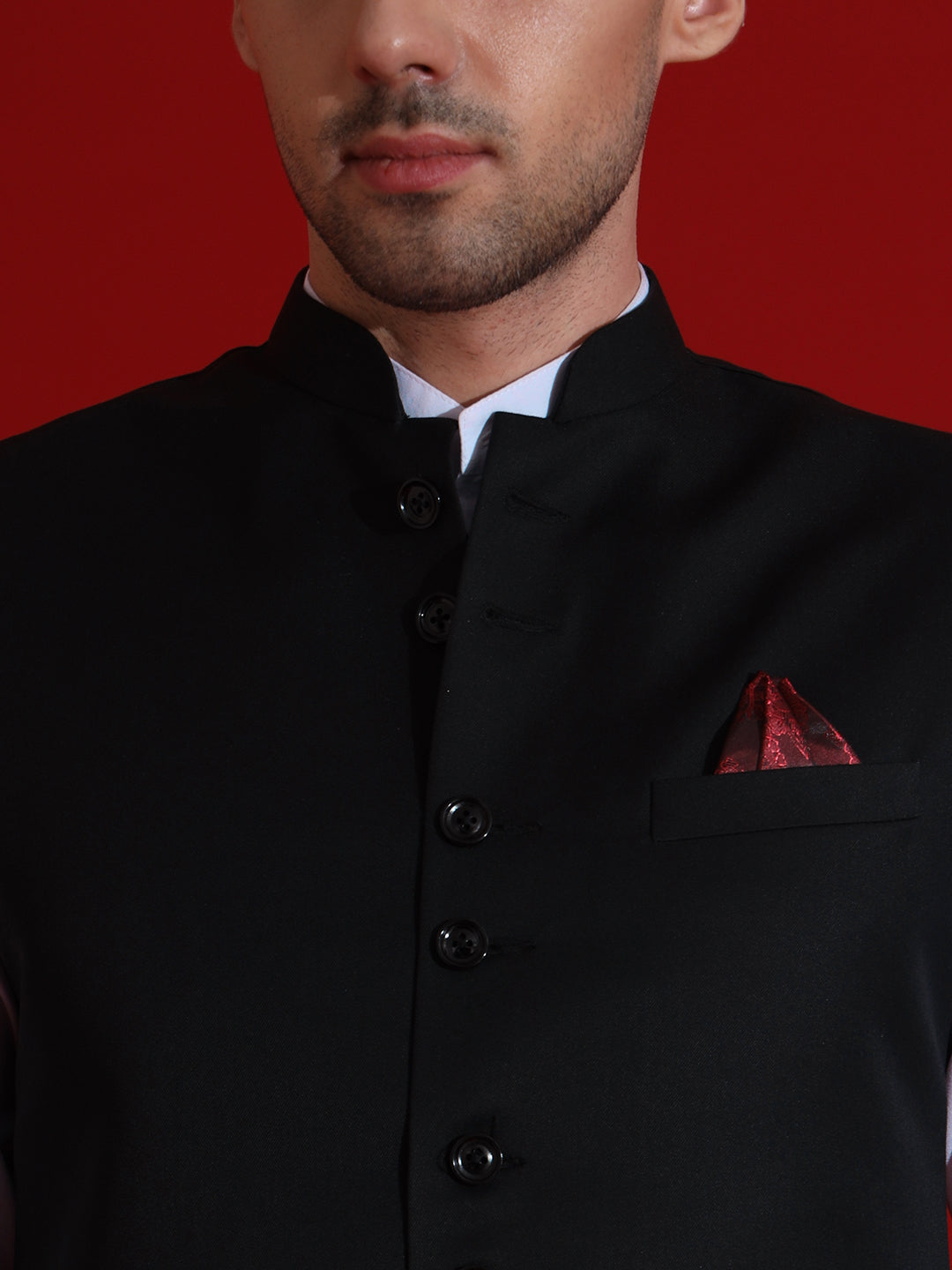 Mens black nehru jacket - Tahvo India