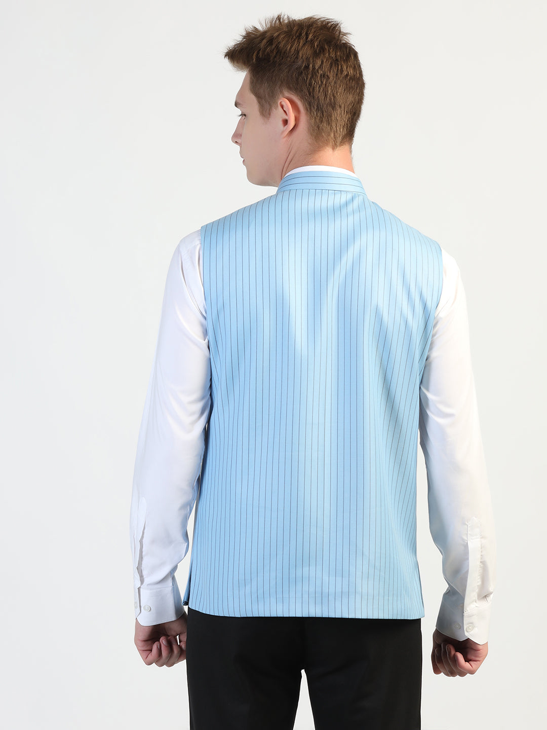 Light Blue Striped Waistcoat - Tahvo India