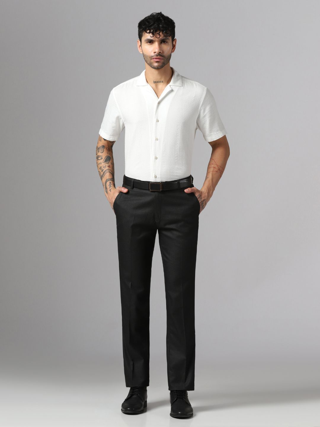 Men Dark Grey Linen Trousers - Tahvo India
