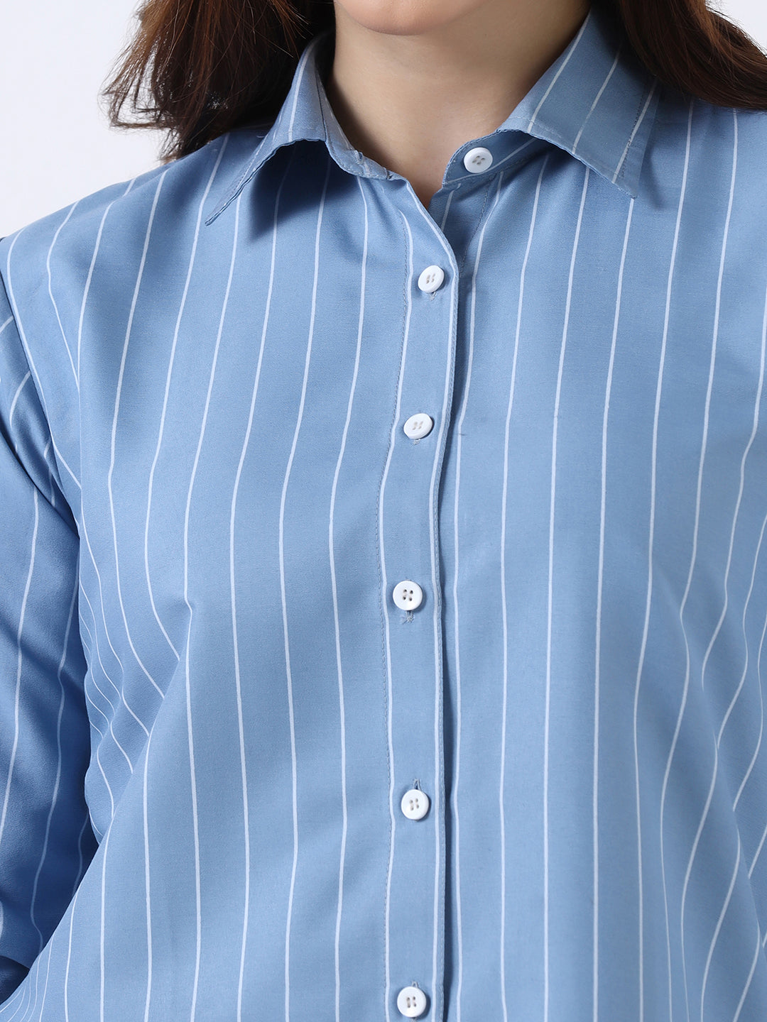 Women Blue Striped casual shirt
