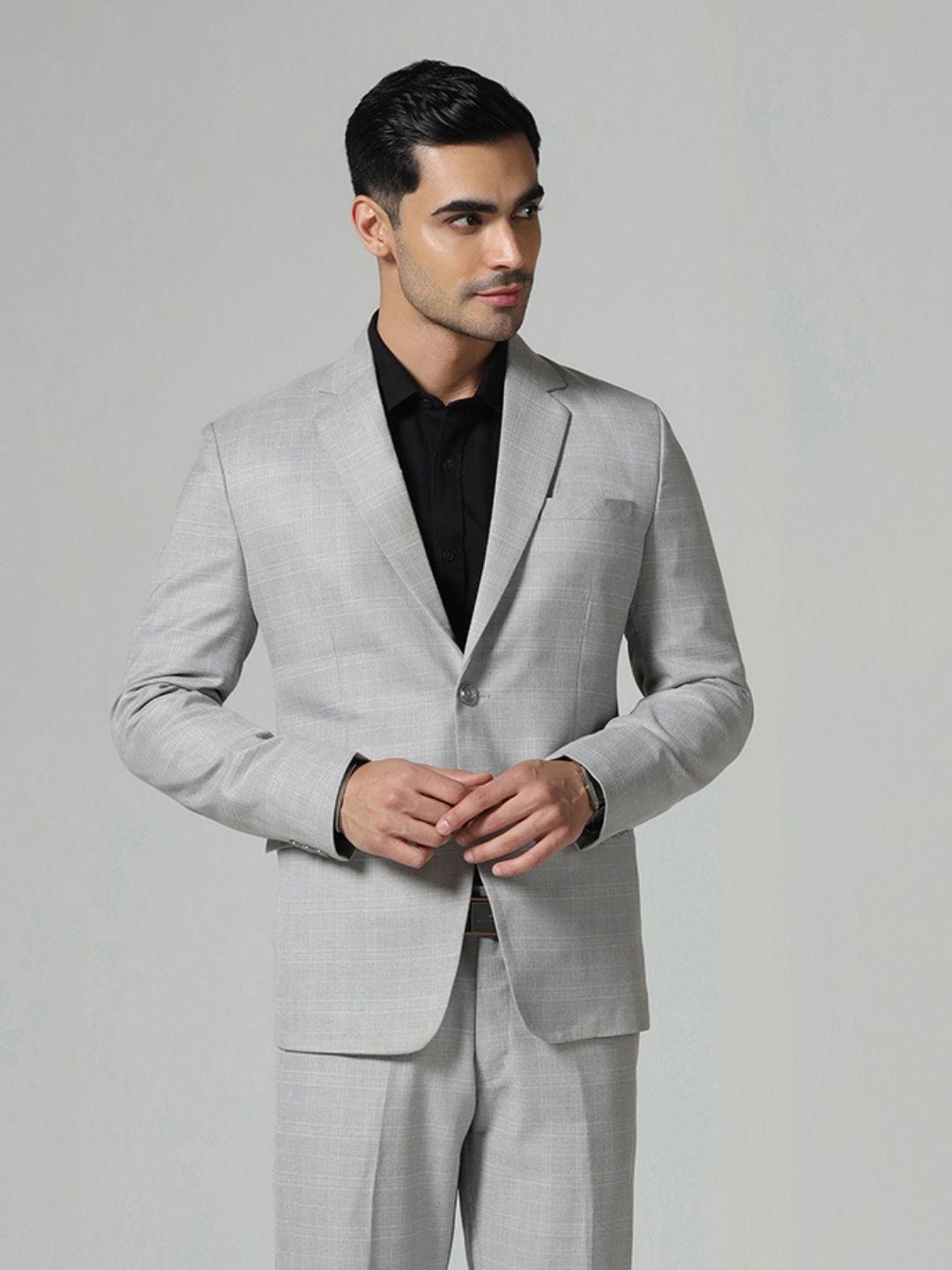 Men Grey Checkered suit