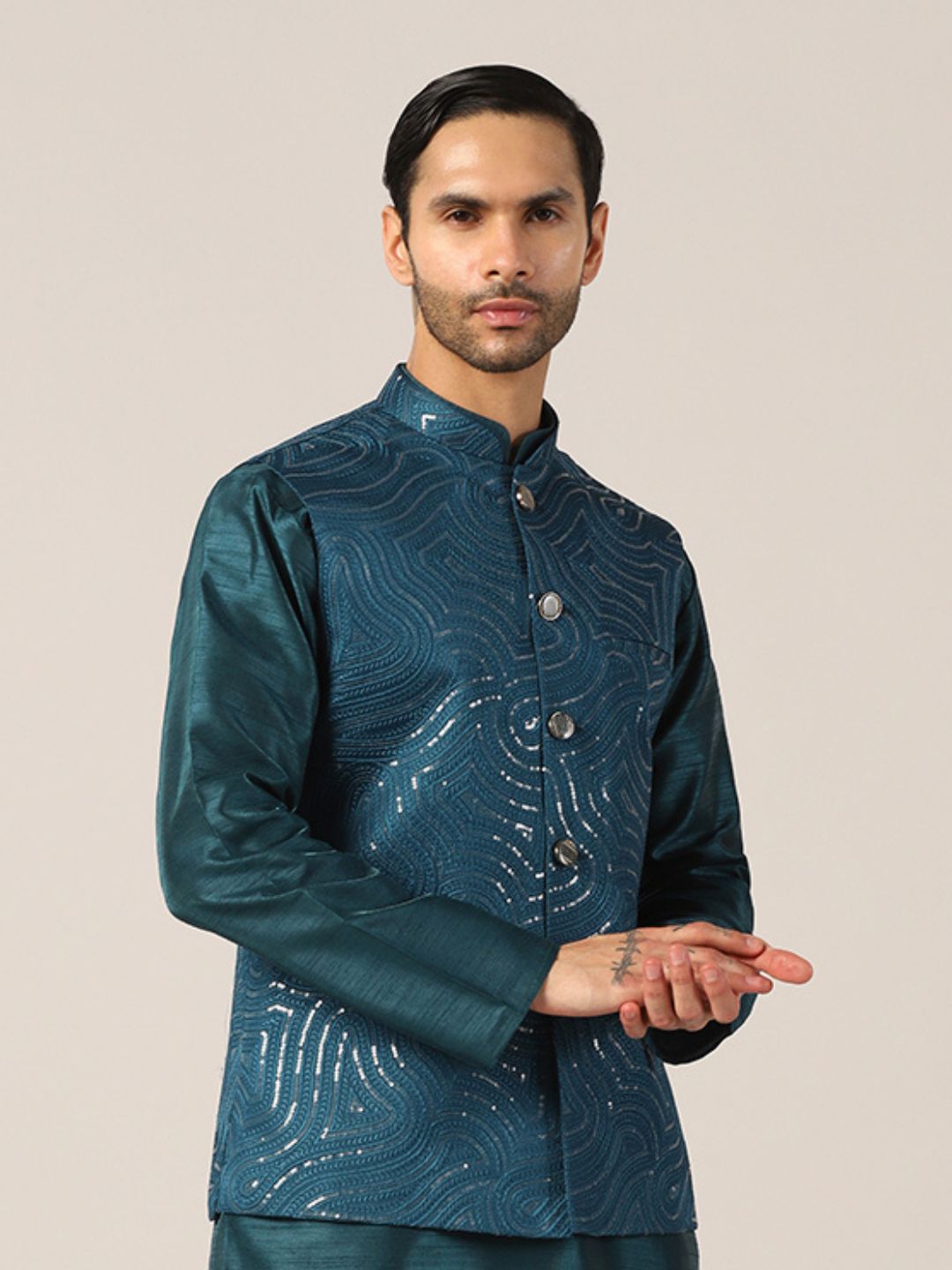 Turquoise Nehru Jacket