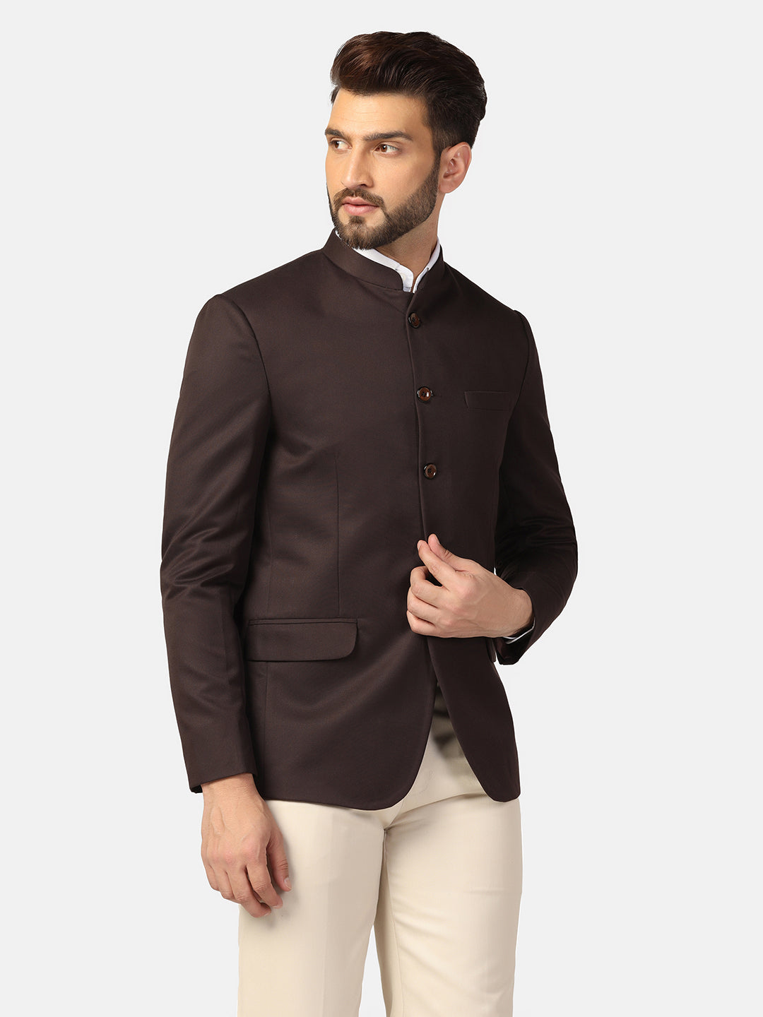 Men Brown Bandhgala Blazer
