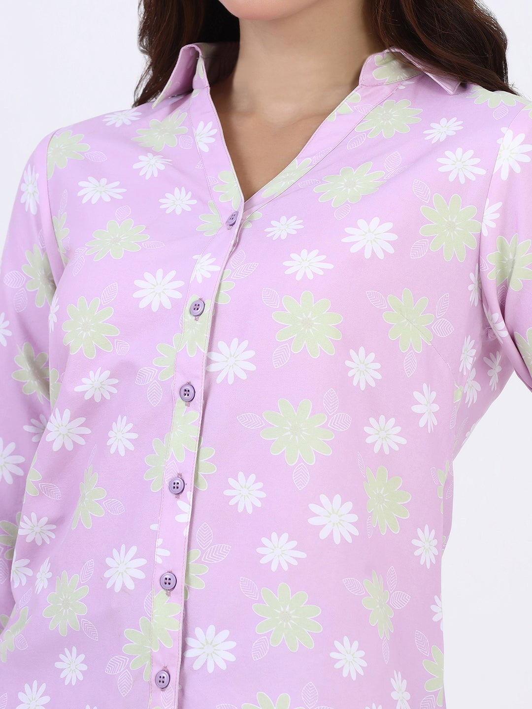 Women Printed V neck collared shirt
