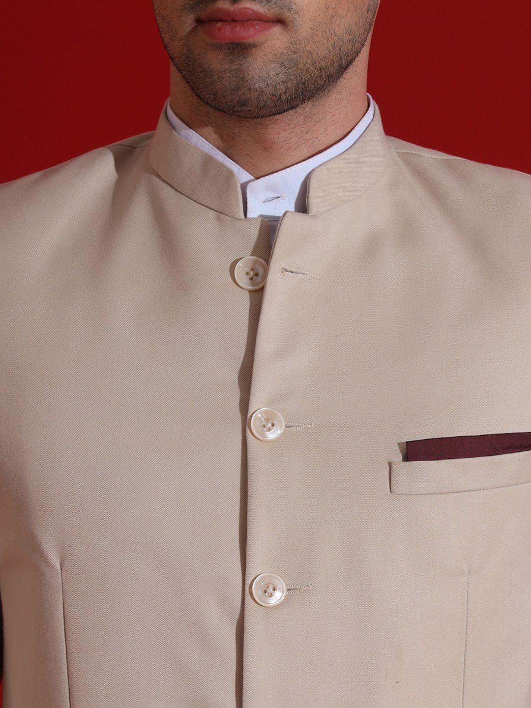 Beige Men Bandgala Blazer