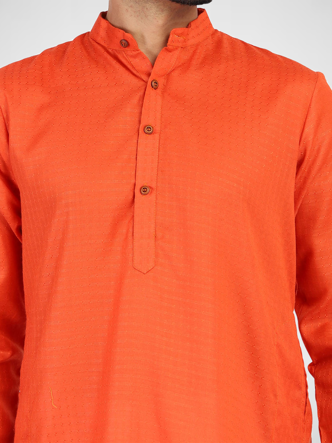 Men Orange Cotton Kurta - Tahvo India