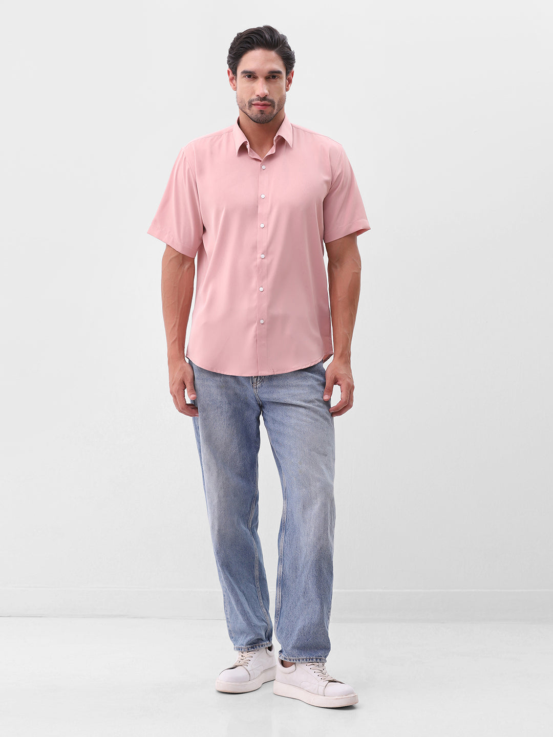 Men’s Essential Everyday Pink Button-Up – Short Sleeve