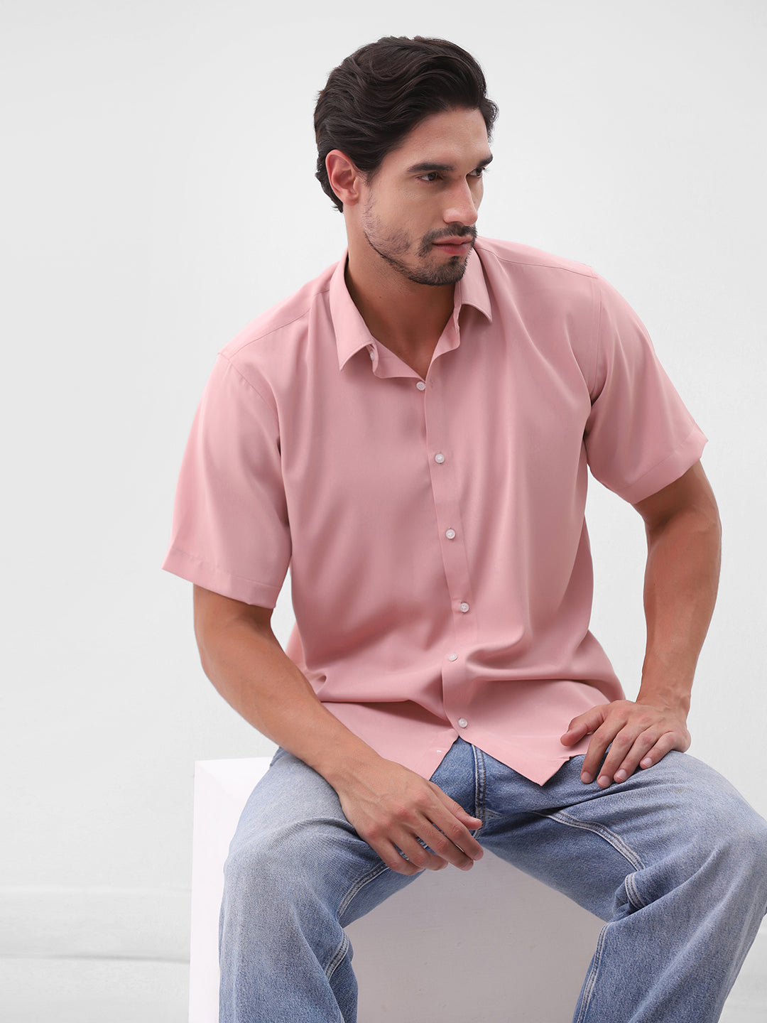 Men’s Essential Everyday Pink Button-Up – Short Sleeve