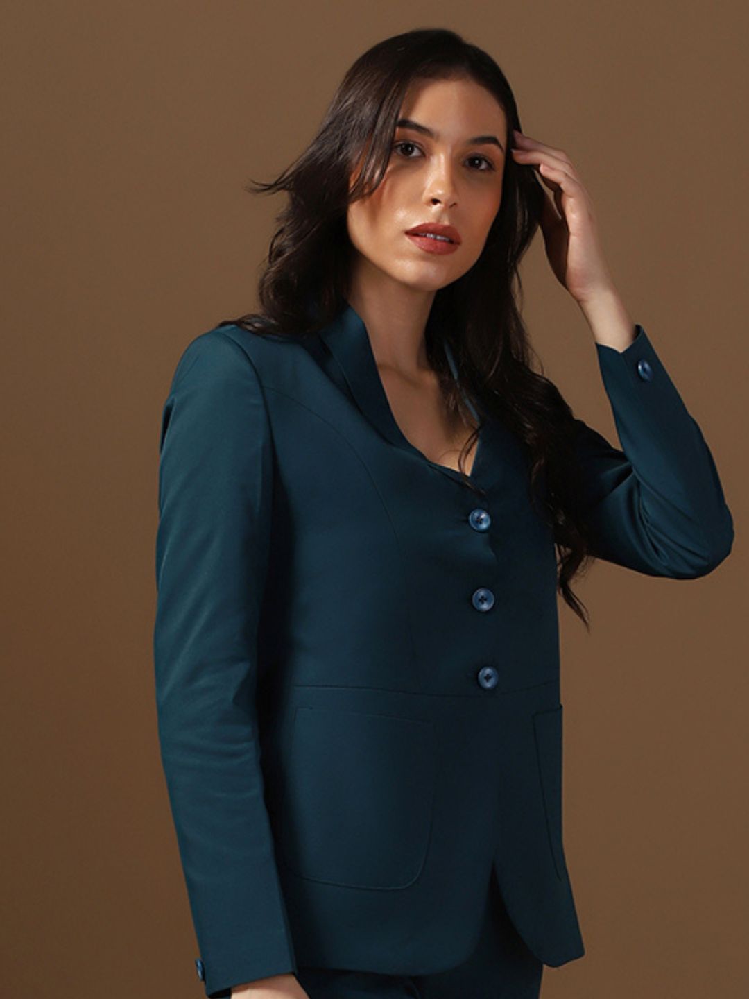Turquoise Women Blazer - Tahvo India