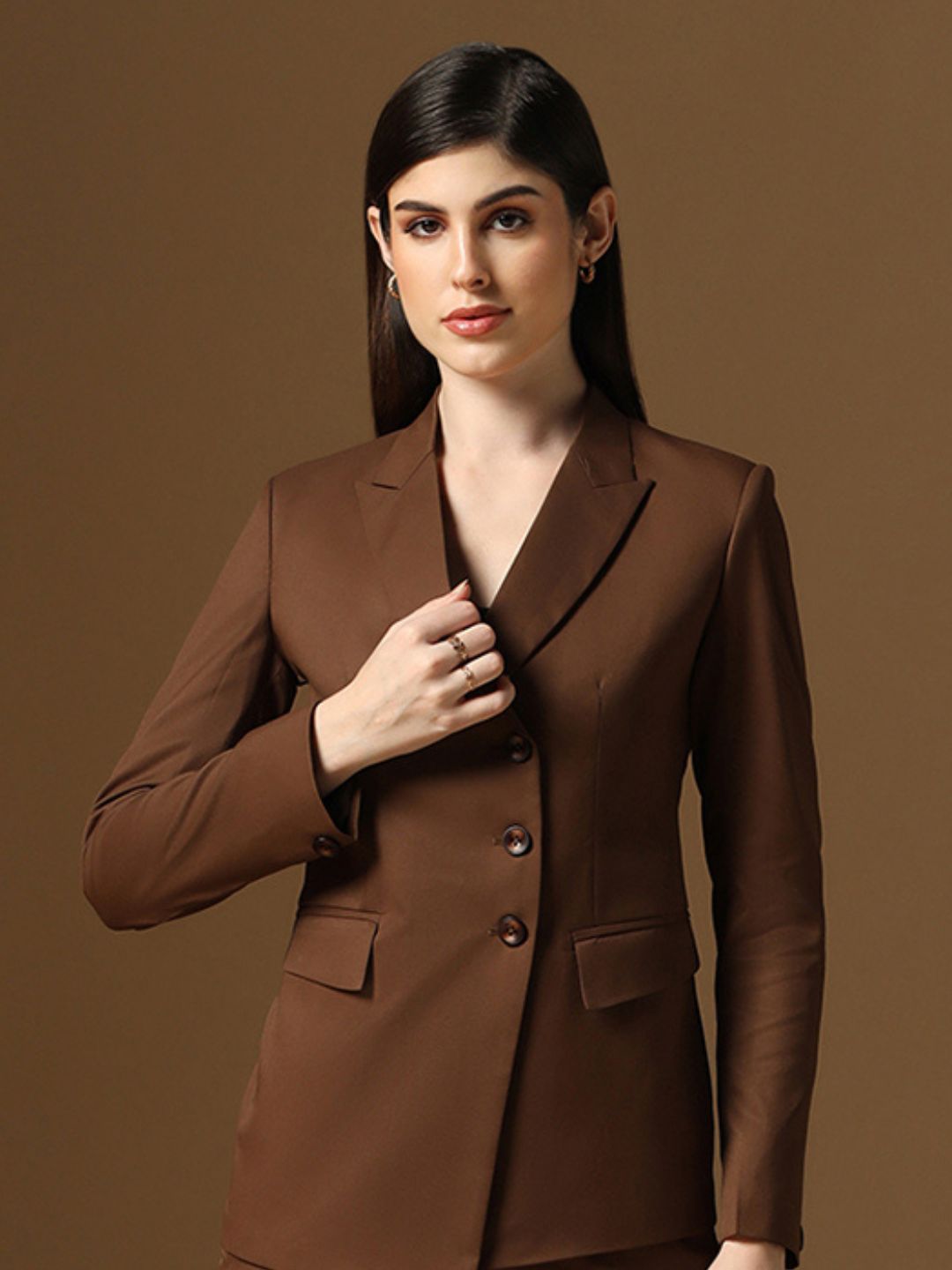 Brown Single Breasted Blazer - Tahvo India