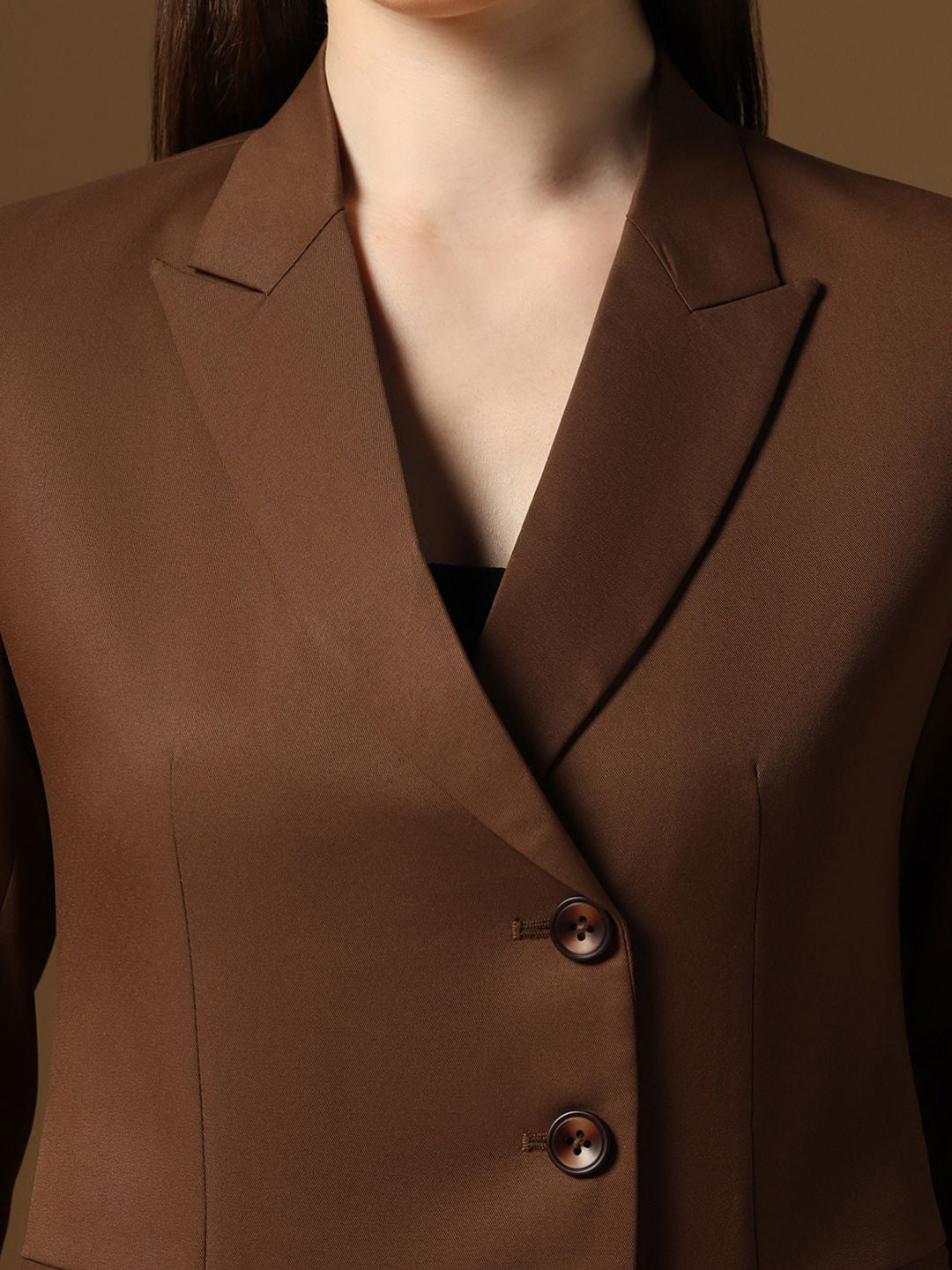 Brown Single Breasted Blazer - Tahvo India