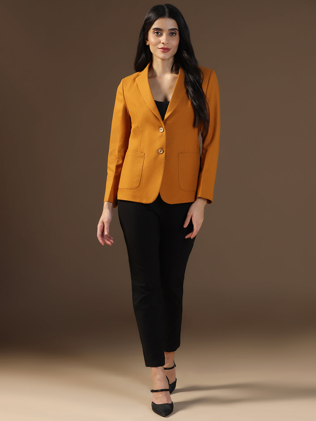 Women's Mustard Blazer - Tahvo India