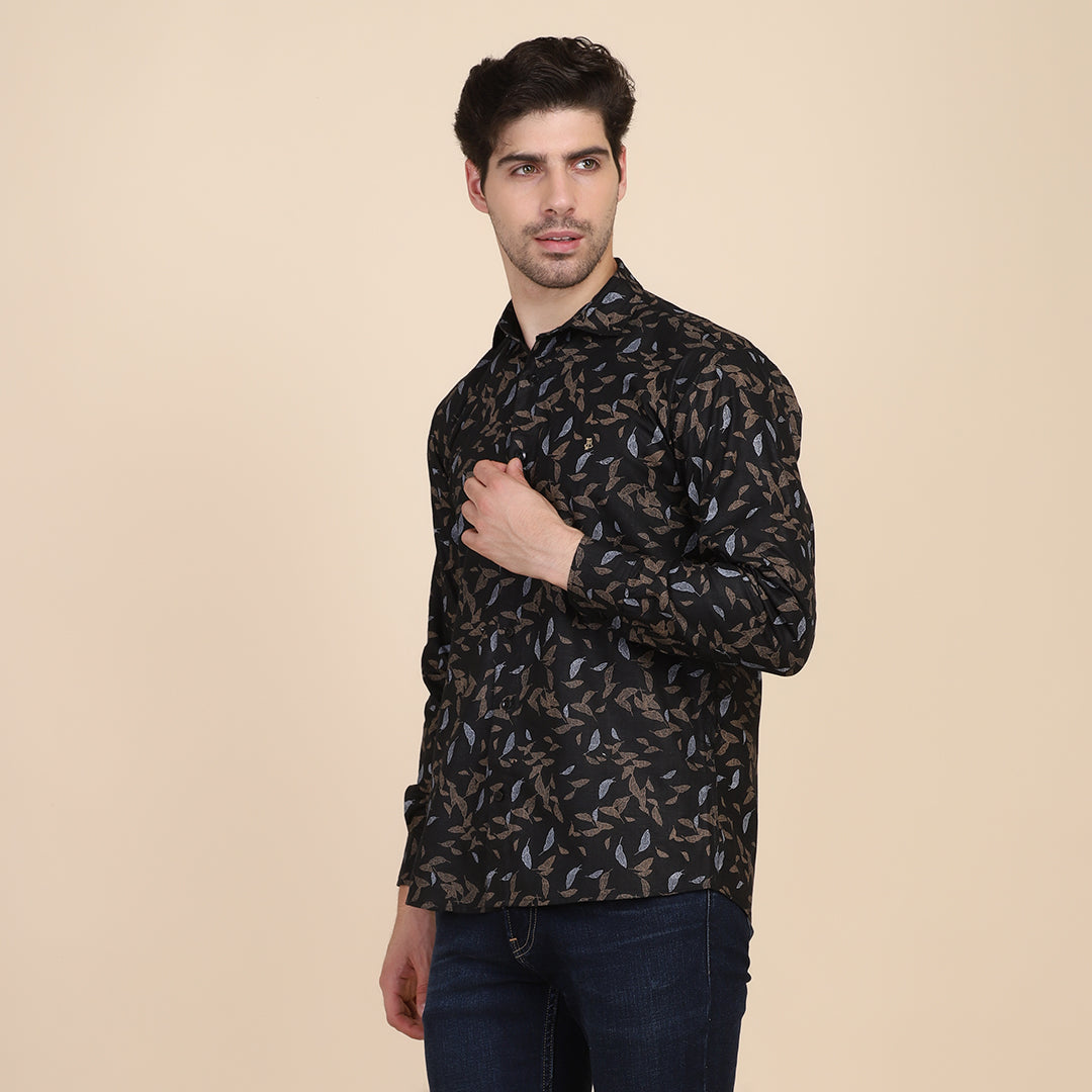 Men Black Printed Casual Shirt