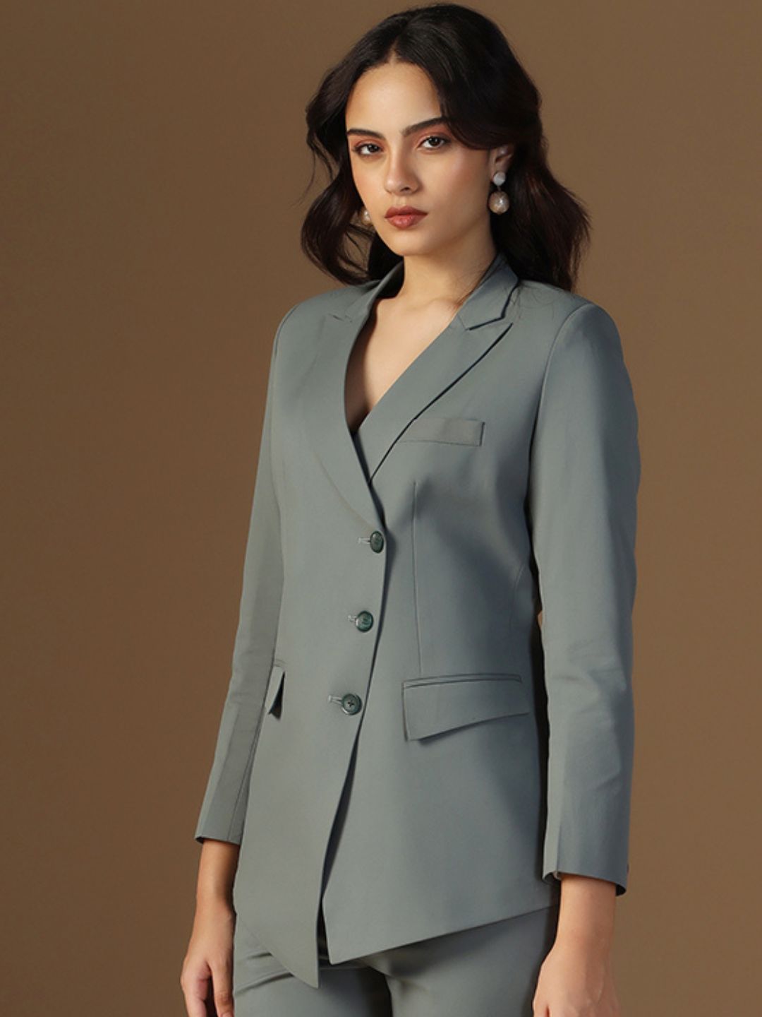 Women Green Blazer - Tahvo India