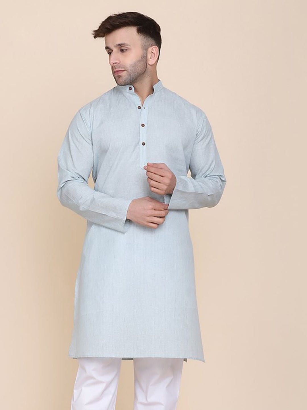 Men Blue Solid Kurta - Tahvo India