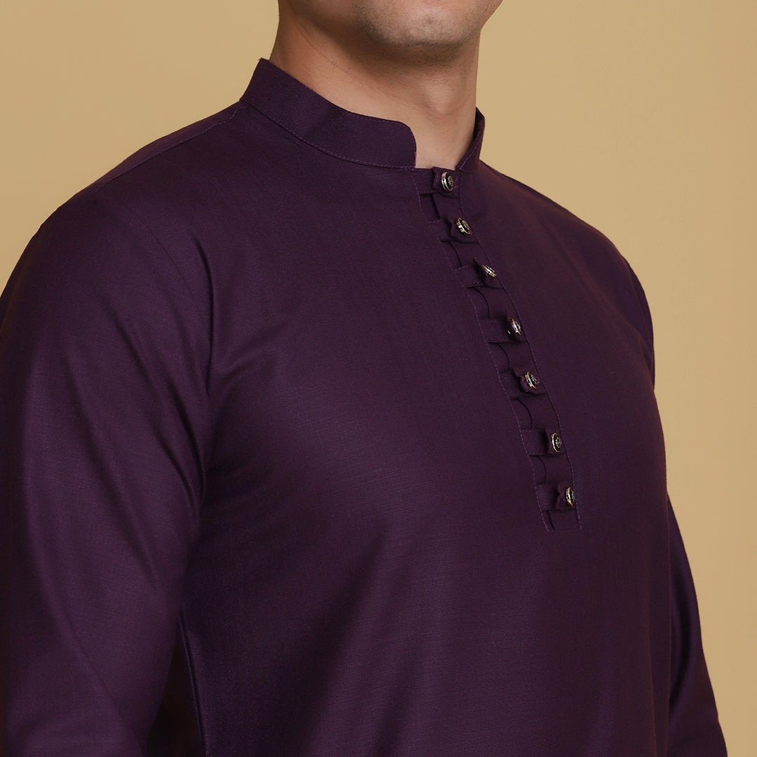 Men Purple solid Kurta