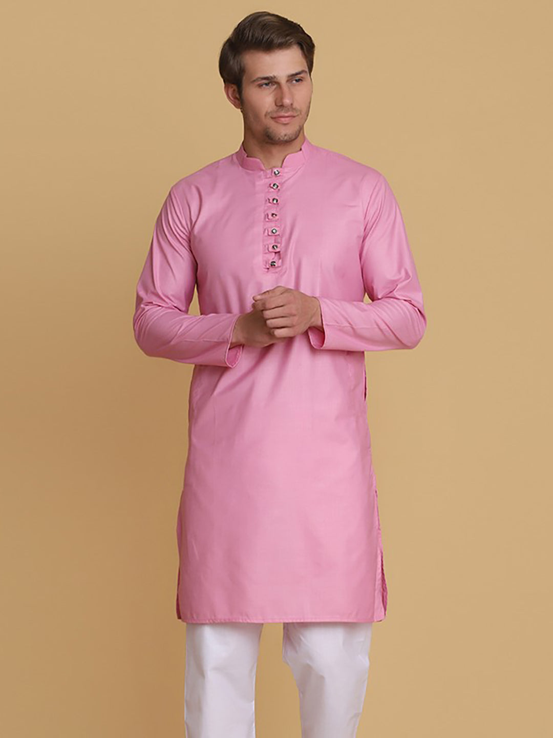Men Pink Solid Kurta - Tahvo India