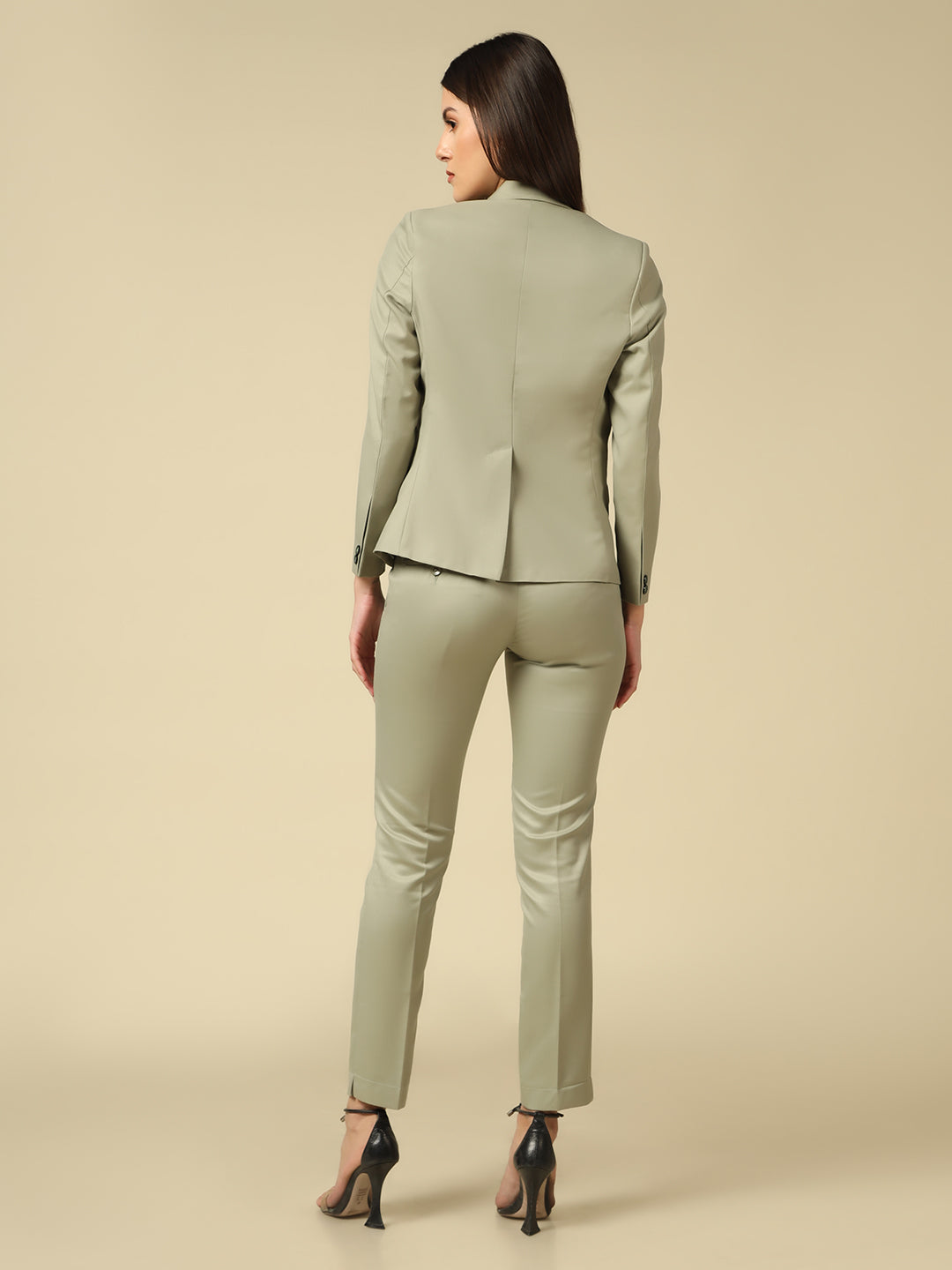 Women Light Green Blazer And Trousers Suit Set - Tahvo India