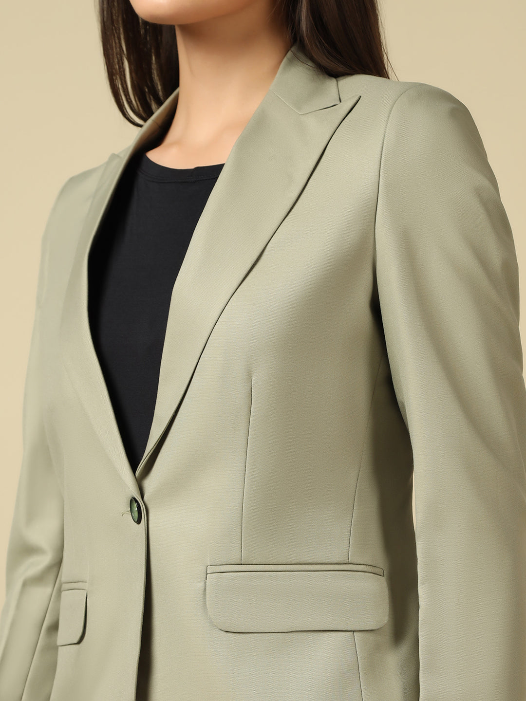 Women Light Green Blazer And Trousers Suit Set - Tahvo India