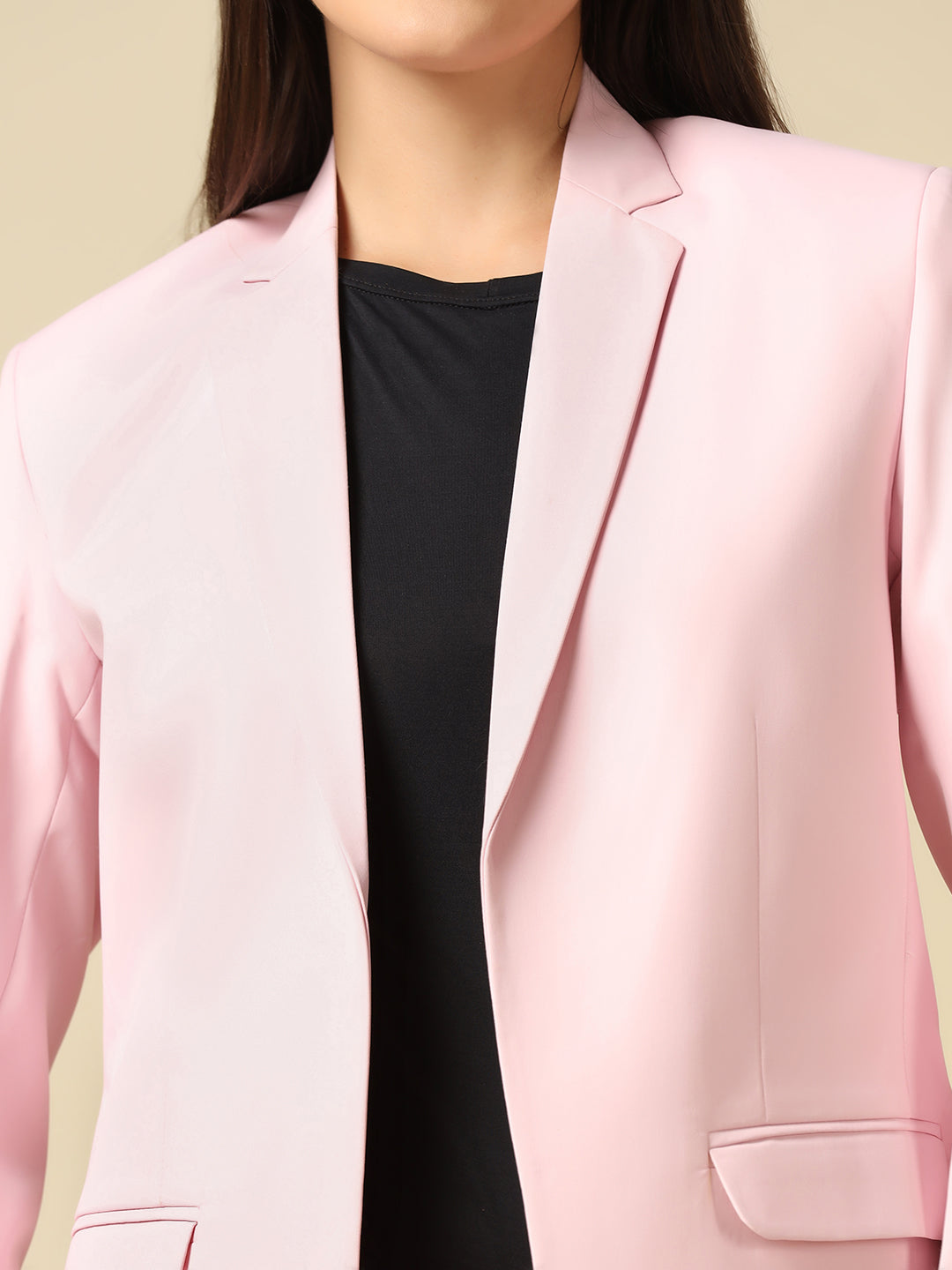 Women Pink Blazer And Trousers Suit Set - Tahvo India