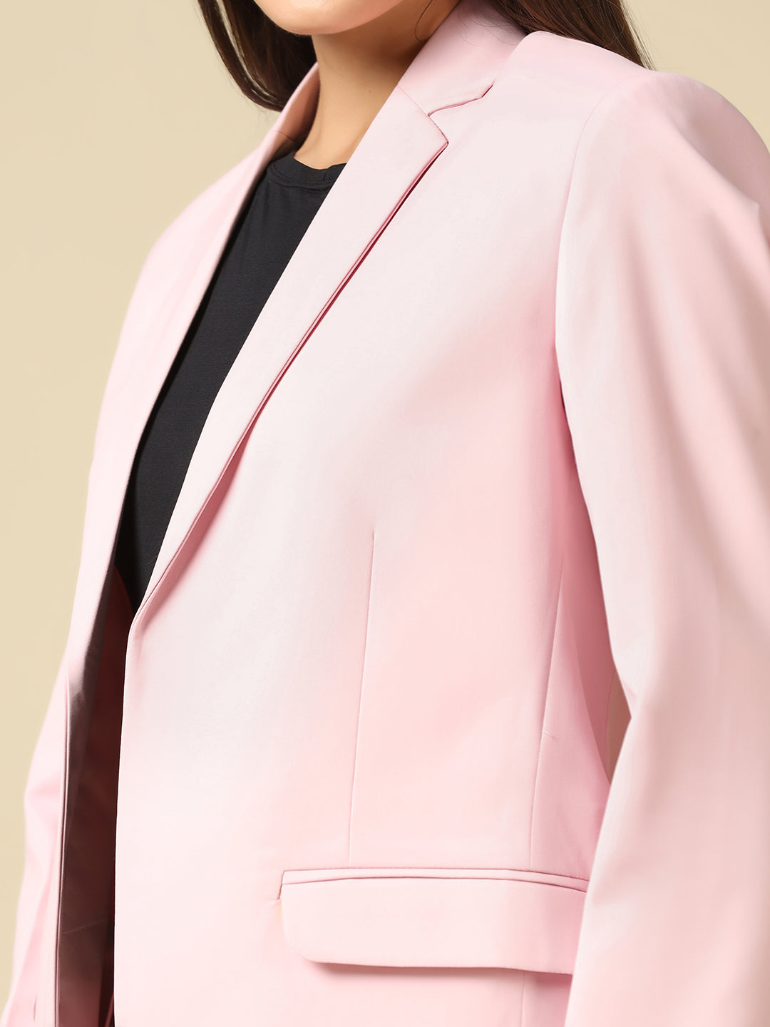 Women Pink Blazer And Trousers Suit Set - Tahvo India