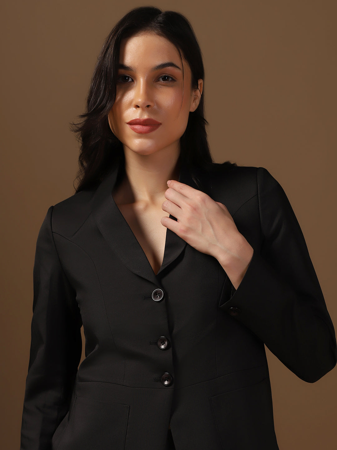 Women Black Blazer And Trousers Suit Set - Tahvo India