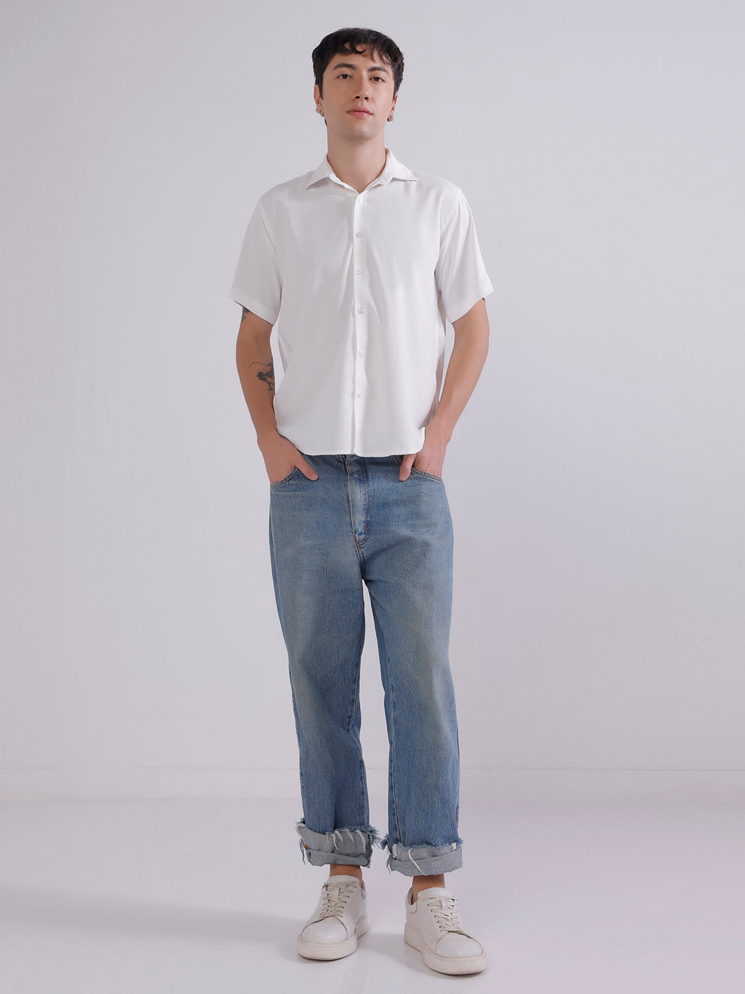 Men White Boxy Shirt