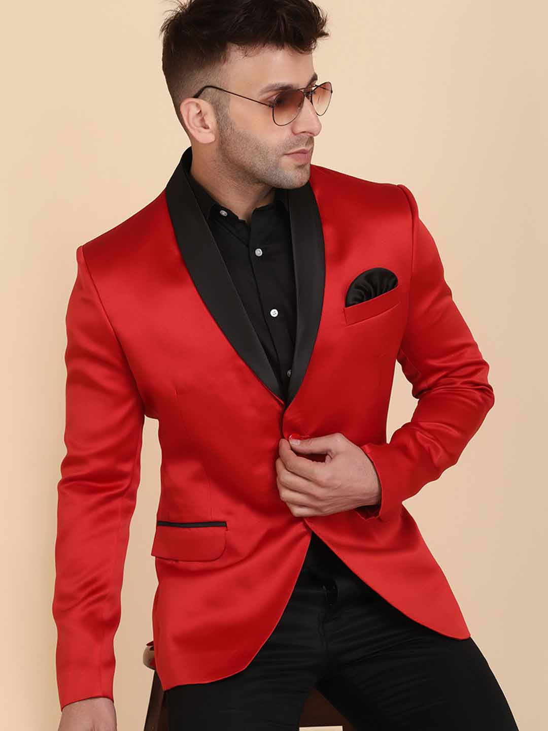 Red Tuxedo Blazer - Tahvo India