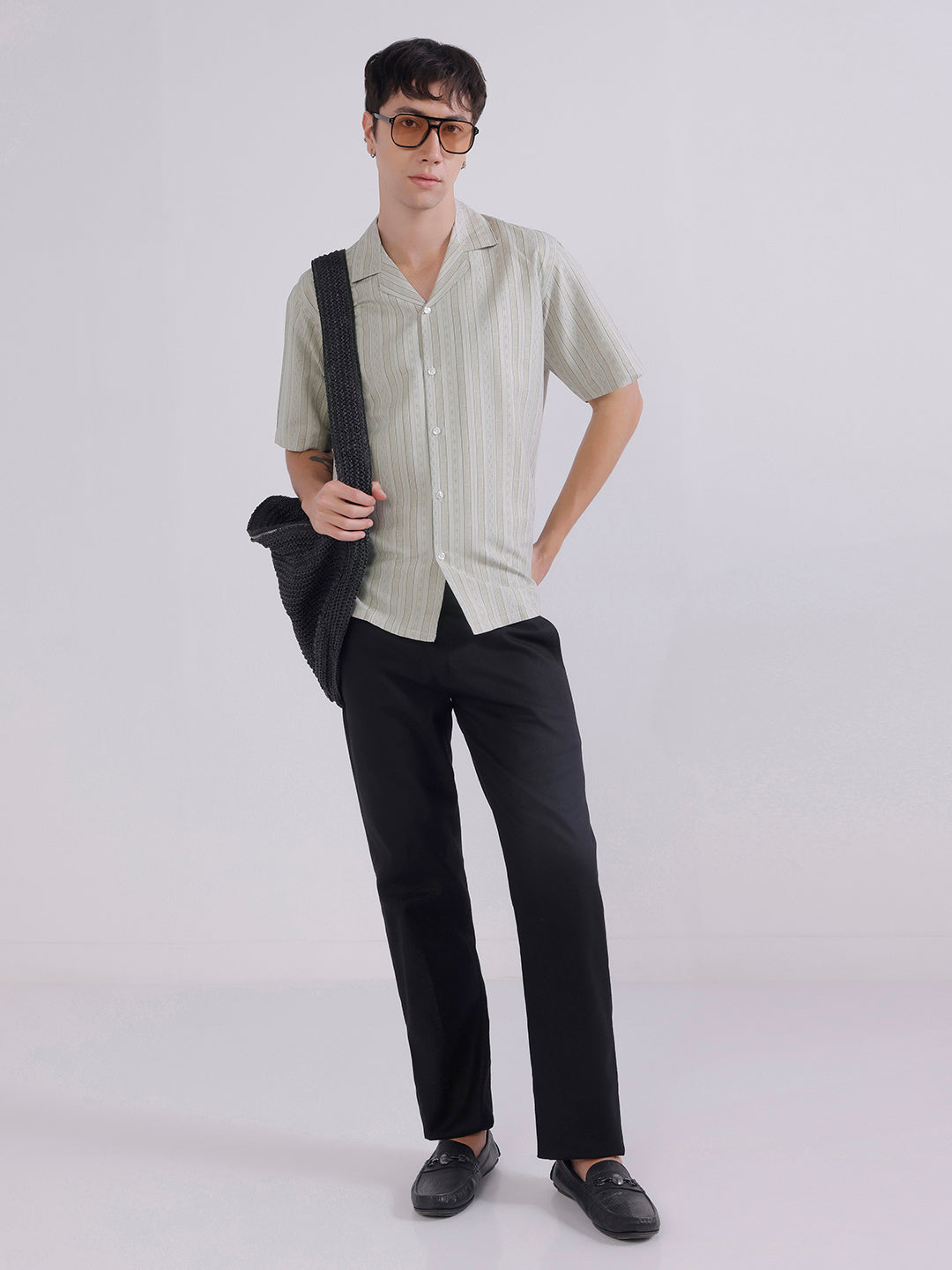 Mens green boxy casual shirt
