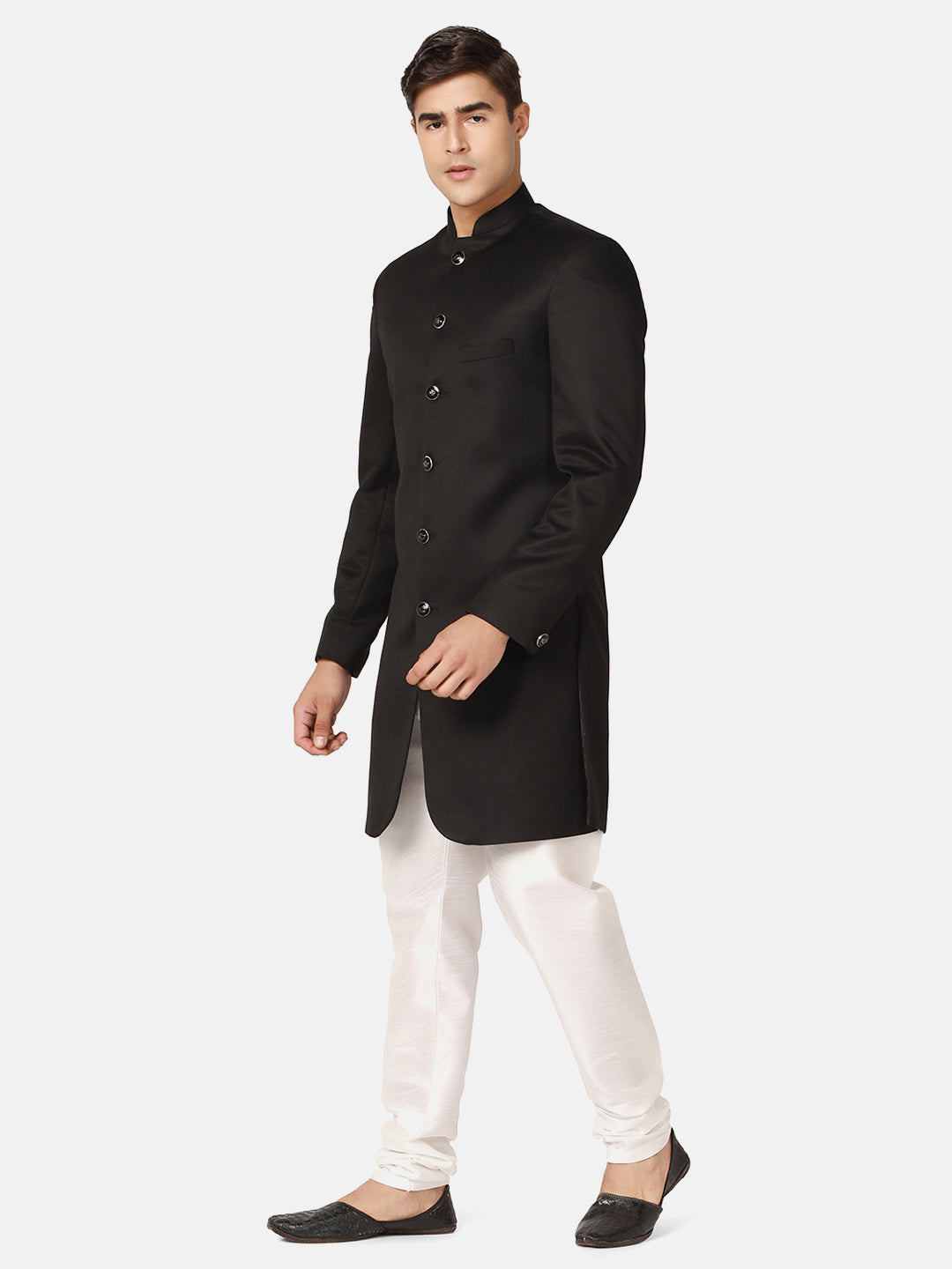 Men Black Indo Sherwani - Tahvo India