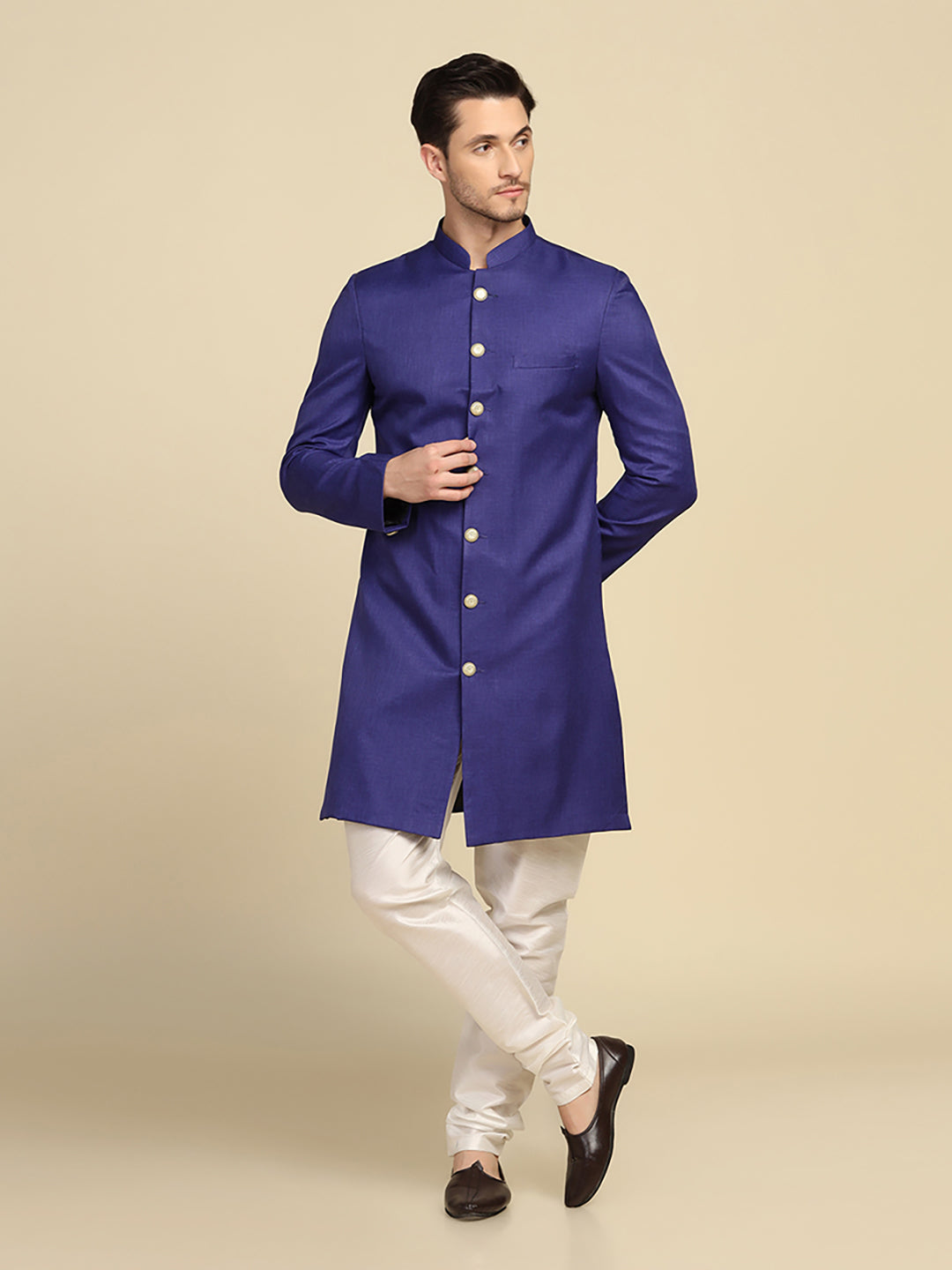 Men Purple Sherwani - Tahvo India