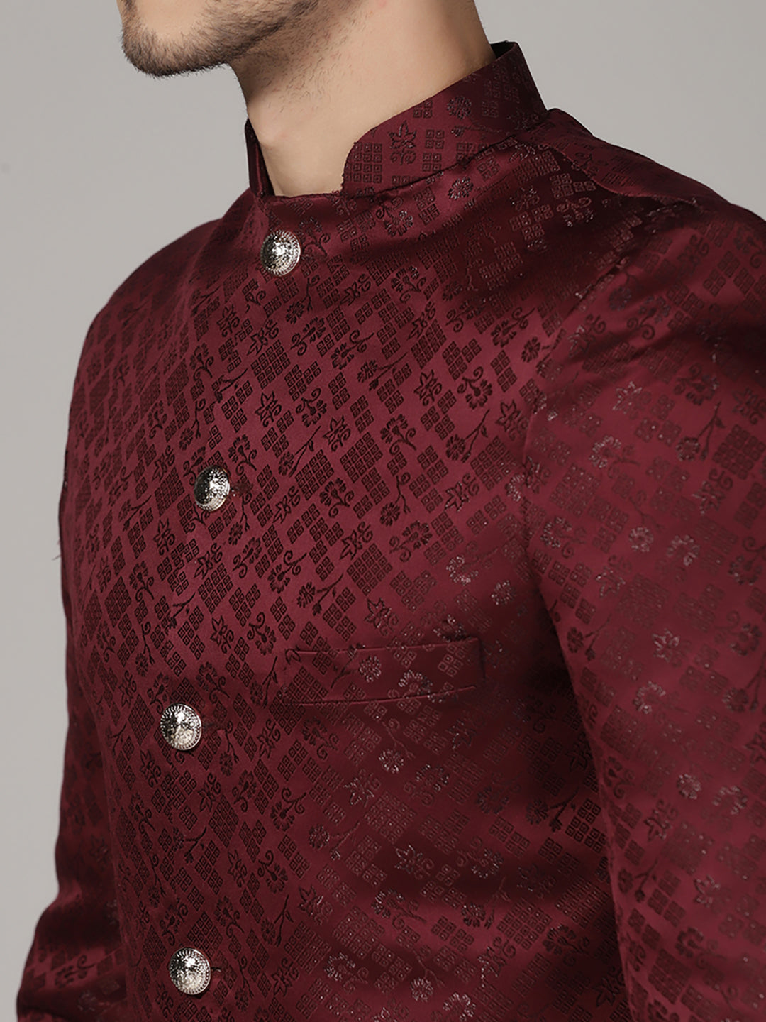 Men Maroon Sherwani - Tahvo India