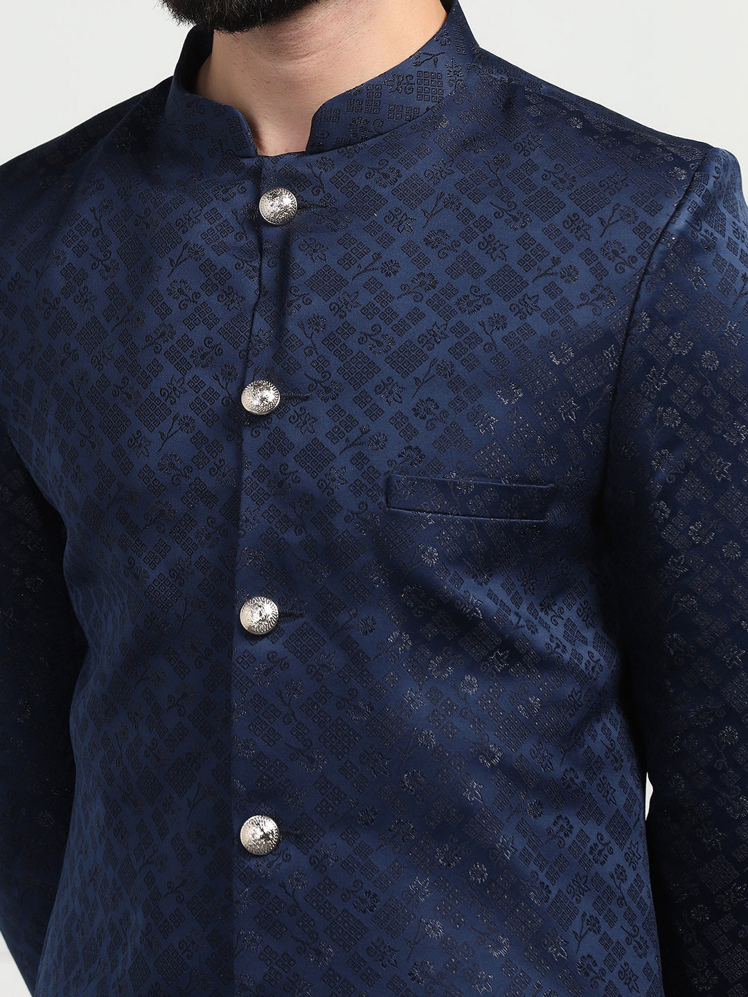 Men Navy Blue Sherwani - Tahvo India