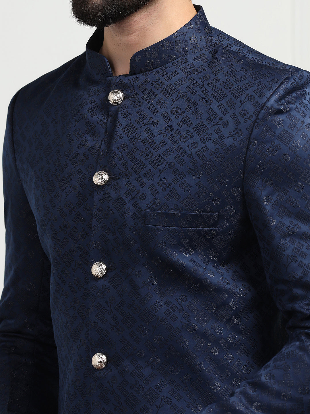 Men Navy Blue Sherwani - Tahvo India